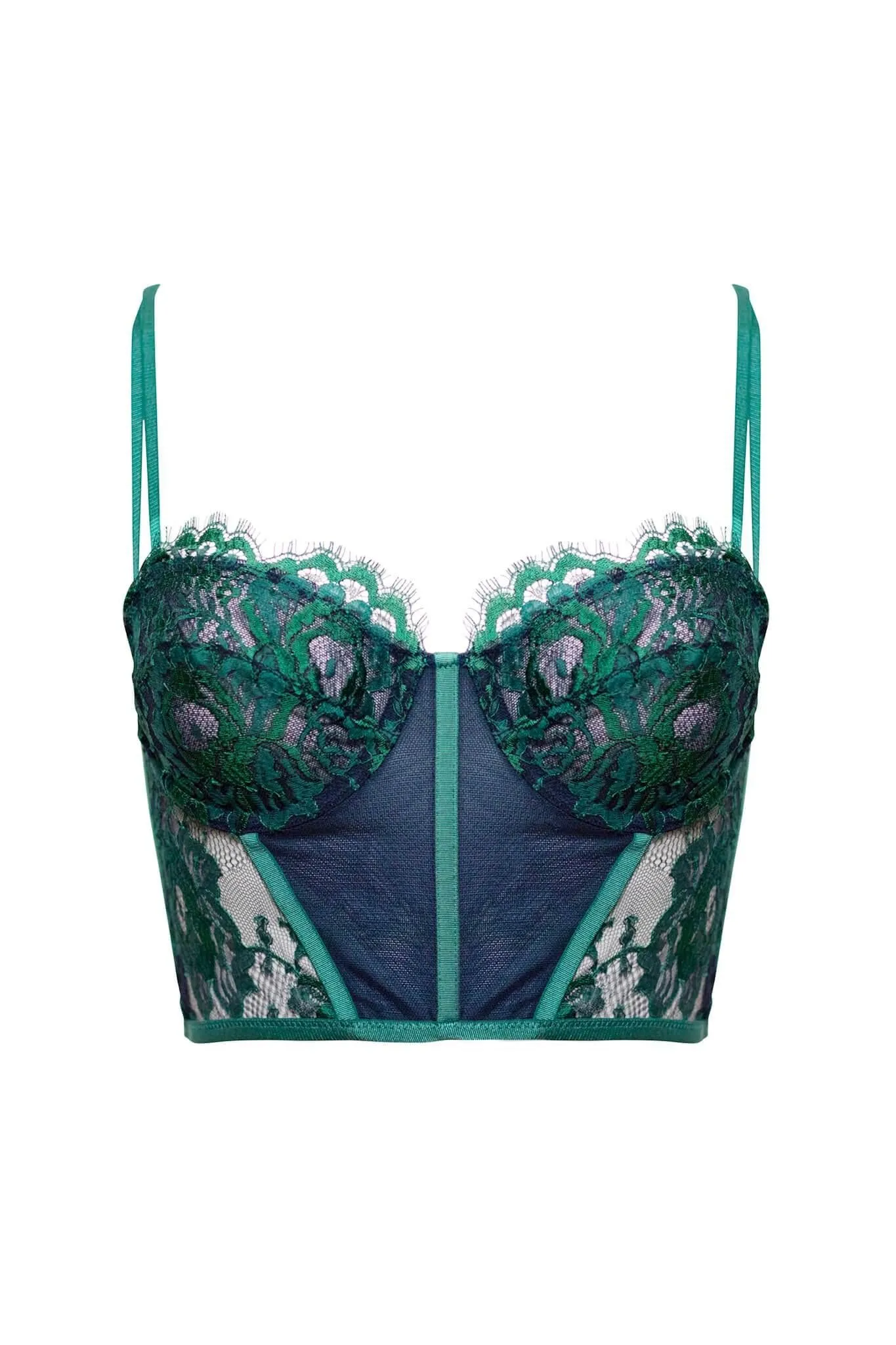 Jasmin Emerald French Lace Longline Bra