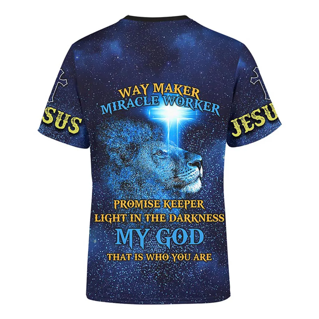 Jesus Lion Way Maker Miracle Worker 3d Shirt - Christian 3D Shirt