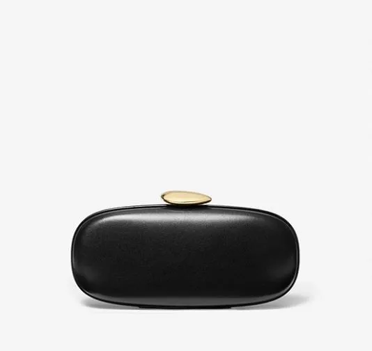 Leather clutch Michael Kors Tina Small Leather, black