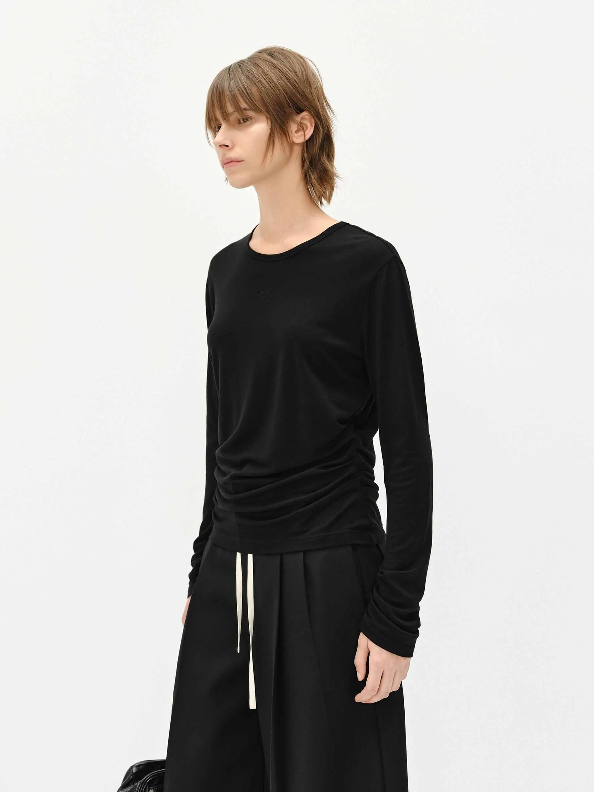 Lightweight Side Pleated T-shirt