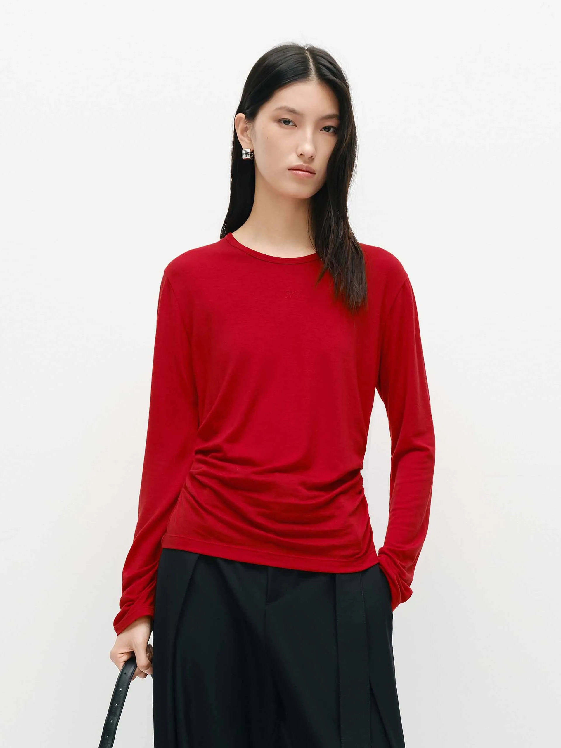 Lightweight Side Pleated T-shirt