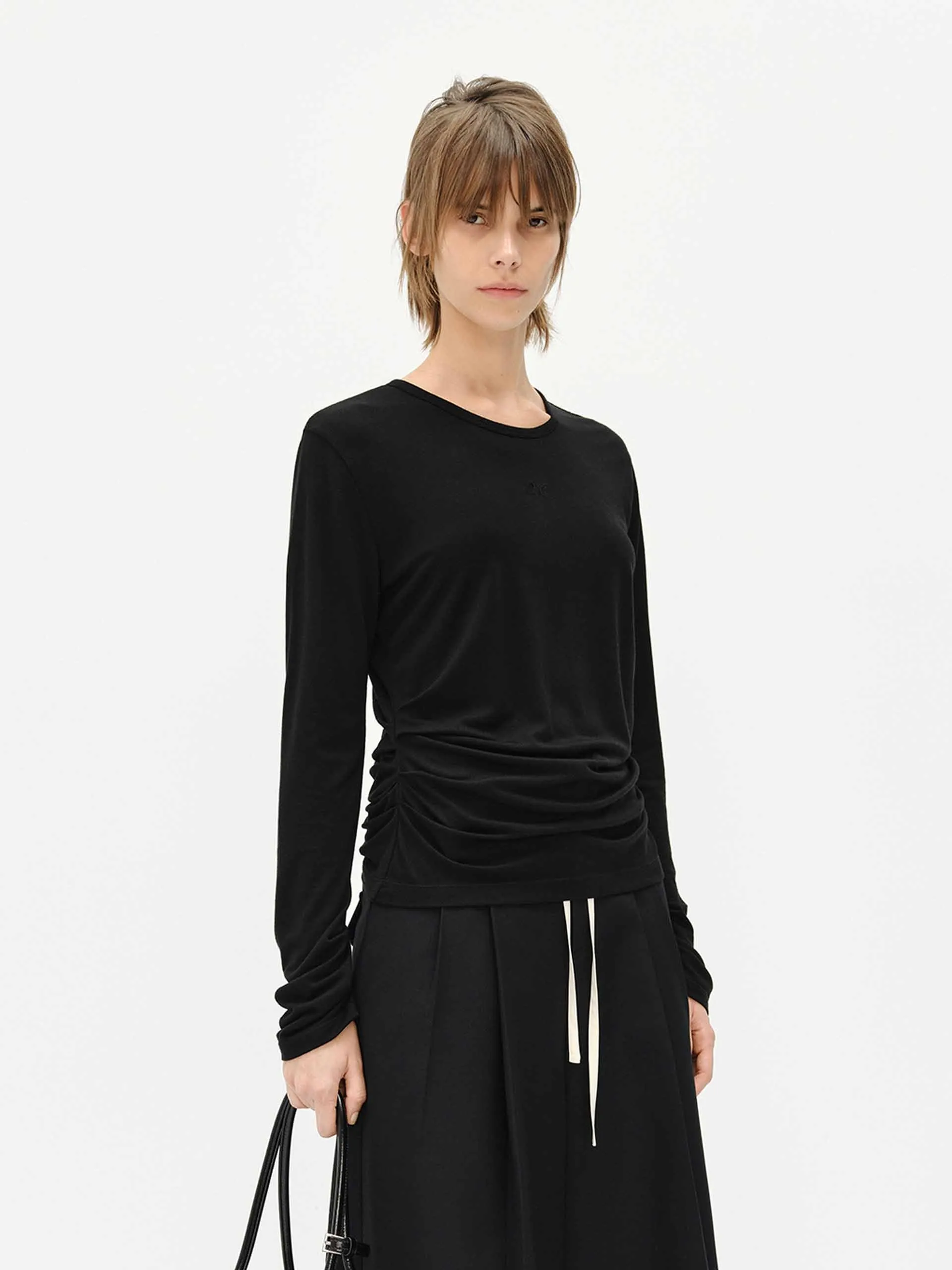 Lightweight Side Pleated T-shirt
