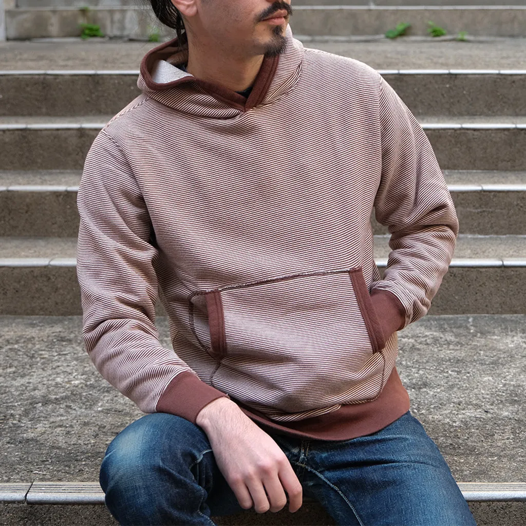 Loop & Weft SZ Vintage Pinborder Knit Hooded Sweatshirt (Brown)