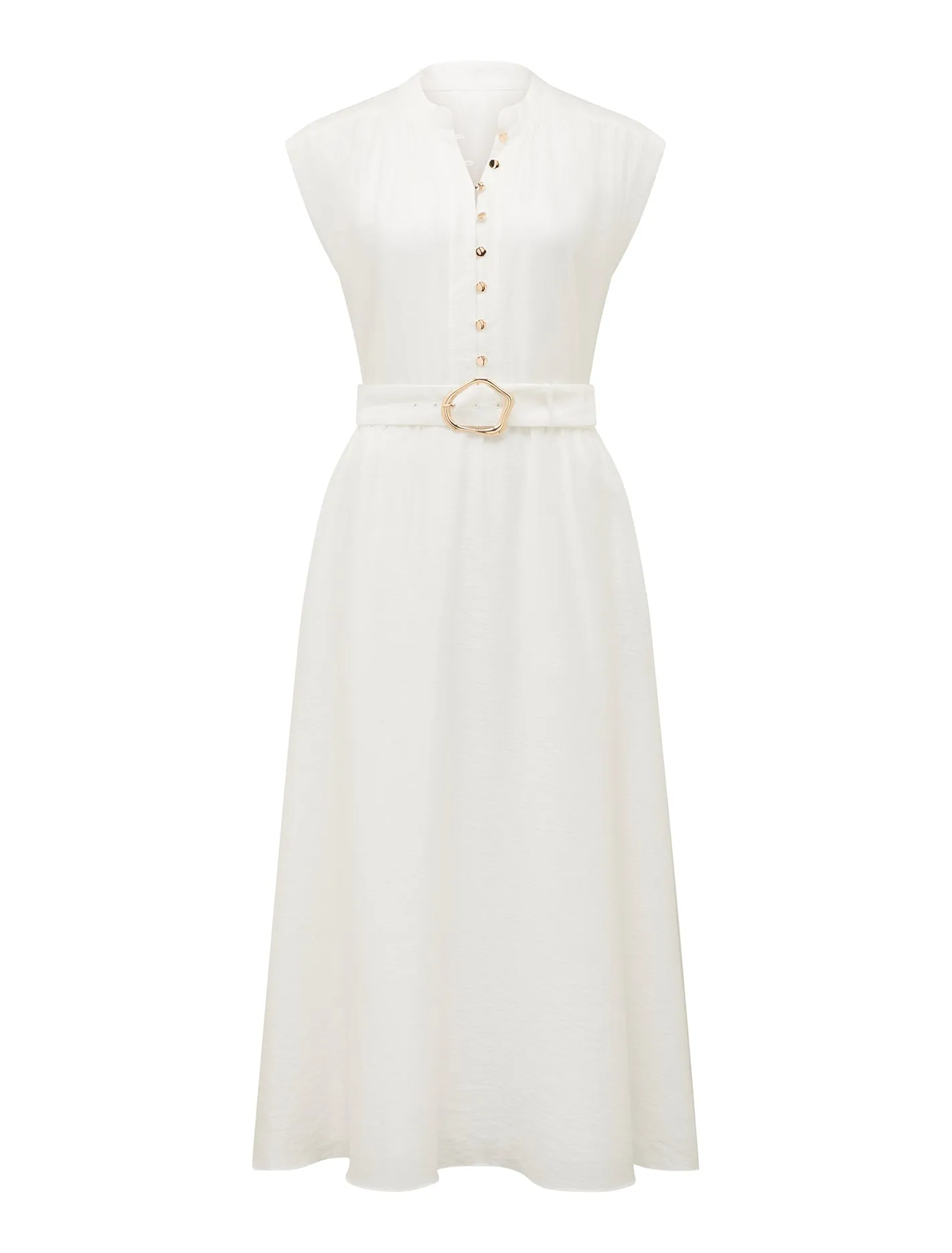 Lucille Textured Belted Midi Dress
