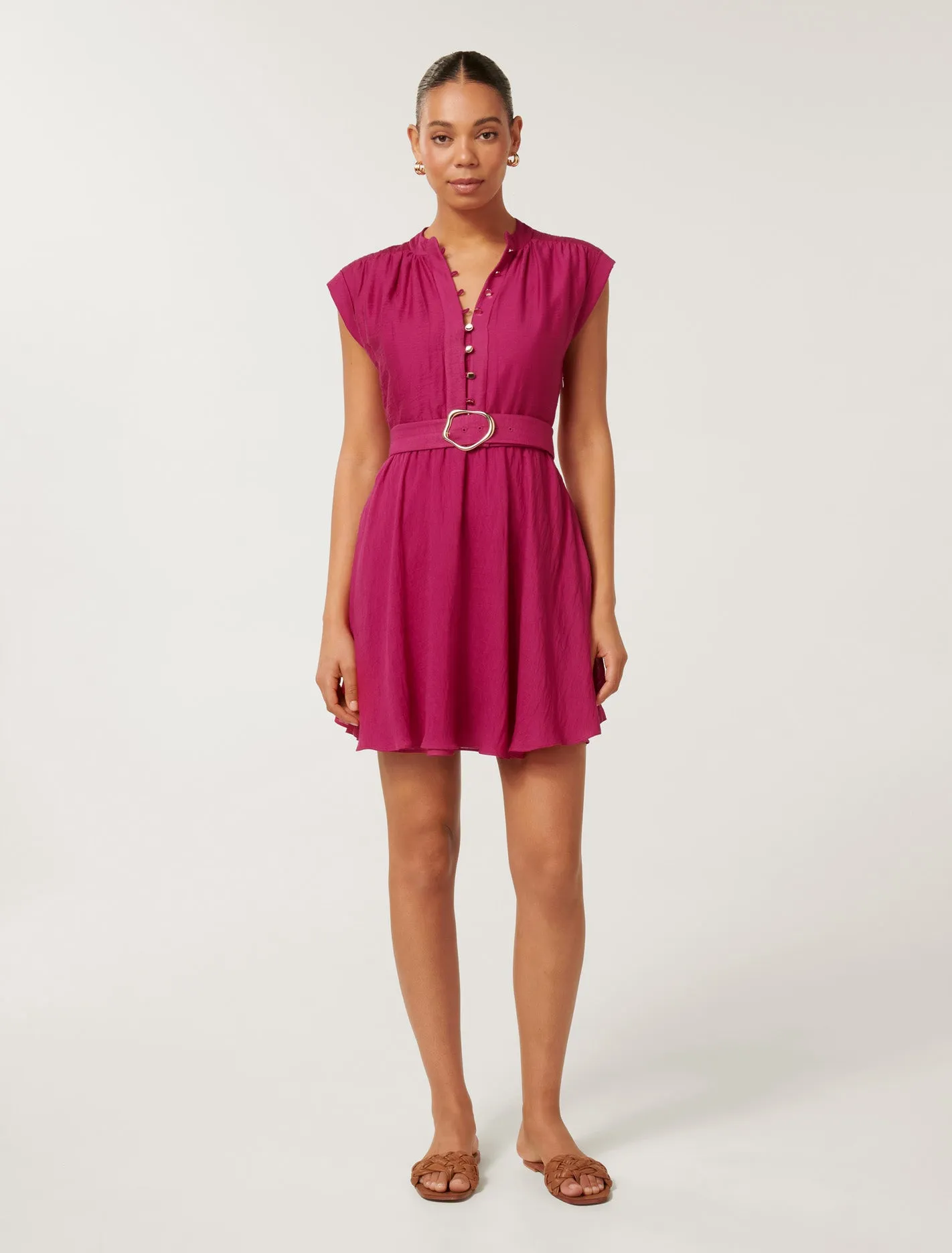 Lucille Textured Belted Mini Dress