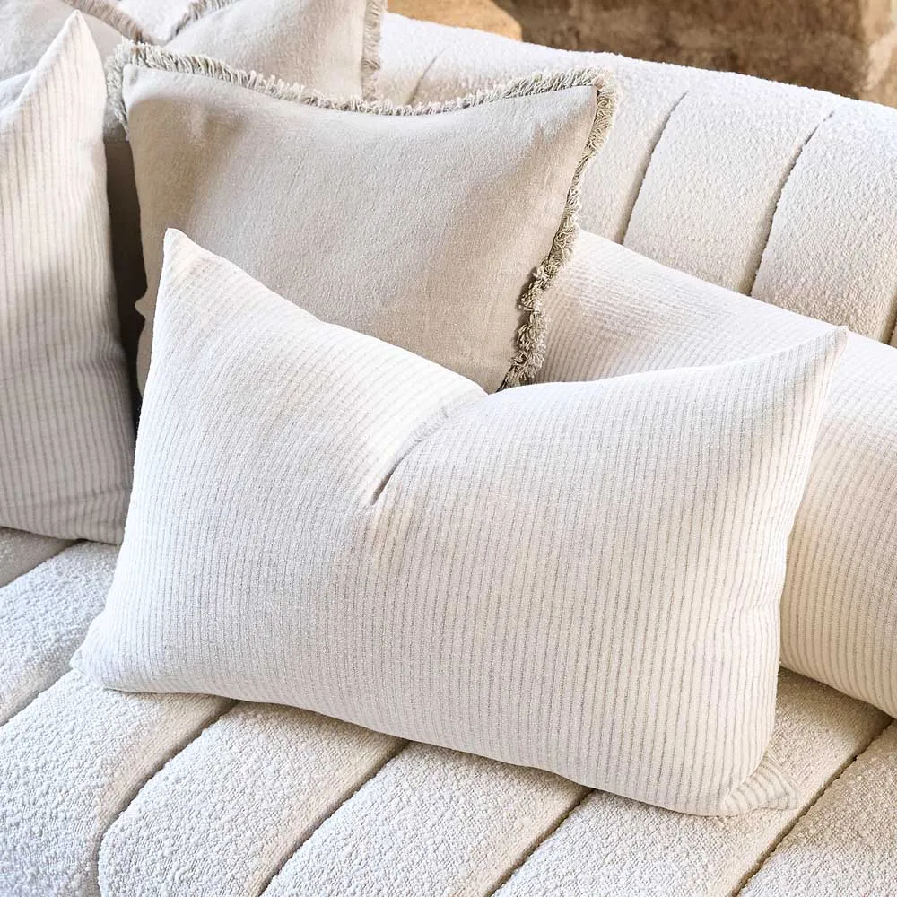 Marina Cushion - Off White w' Natural Stripe