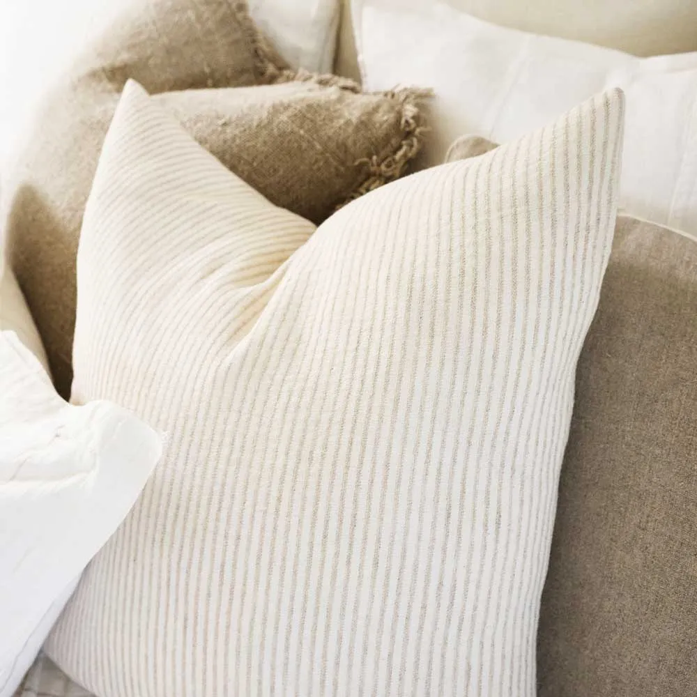 Marina Cushion - Off White w' Natural Stripe