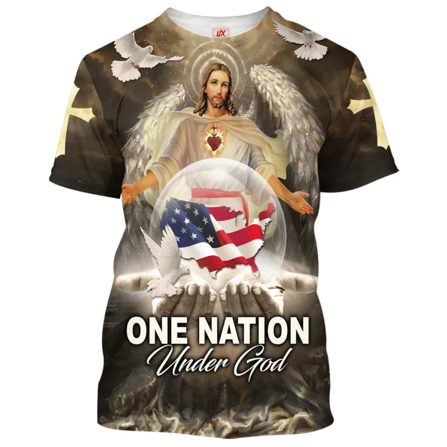 One Nation Under God Jesus Wings 3d Shirts - Christian T Shirts For Men And Women