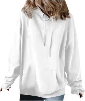 Oversized Hoodies for Women Casual Long Sleeve Drawstring Pullover Hooded Top Loose Fit Comfy Sweatshirts with Pocket