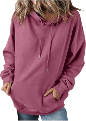 Oversized Hoodies for Women Casual Long Sleeve Drawstring Pullover Hooded Top Loose Fit Comfy Sweatshirts with Pocket