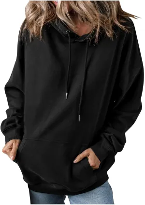 Oversized Hoodies for Women Casual Long Sleeve Drawstring Pullover Hooded Top Loose Fit Comfy Sweatshirts with Pocket