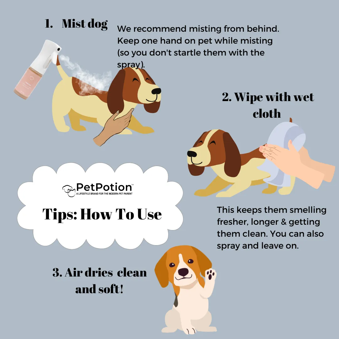 PetPotion Calm Organic, No Rinse, Waterless, Misting, Spray Shampoo 10 oz