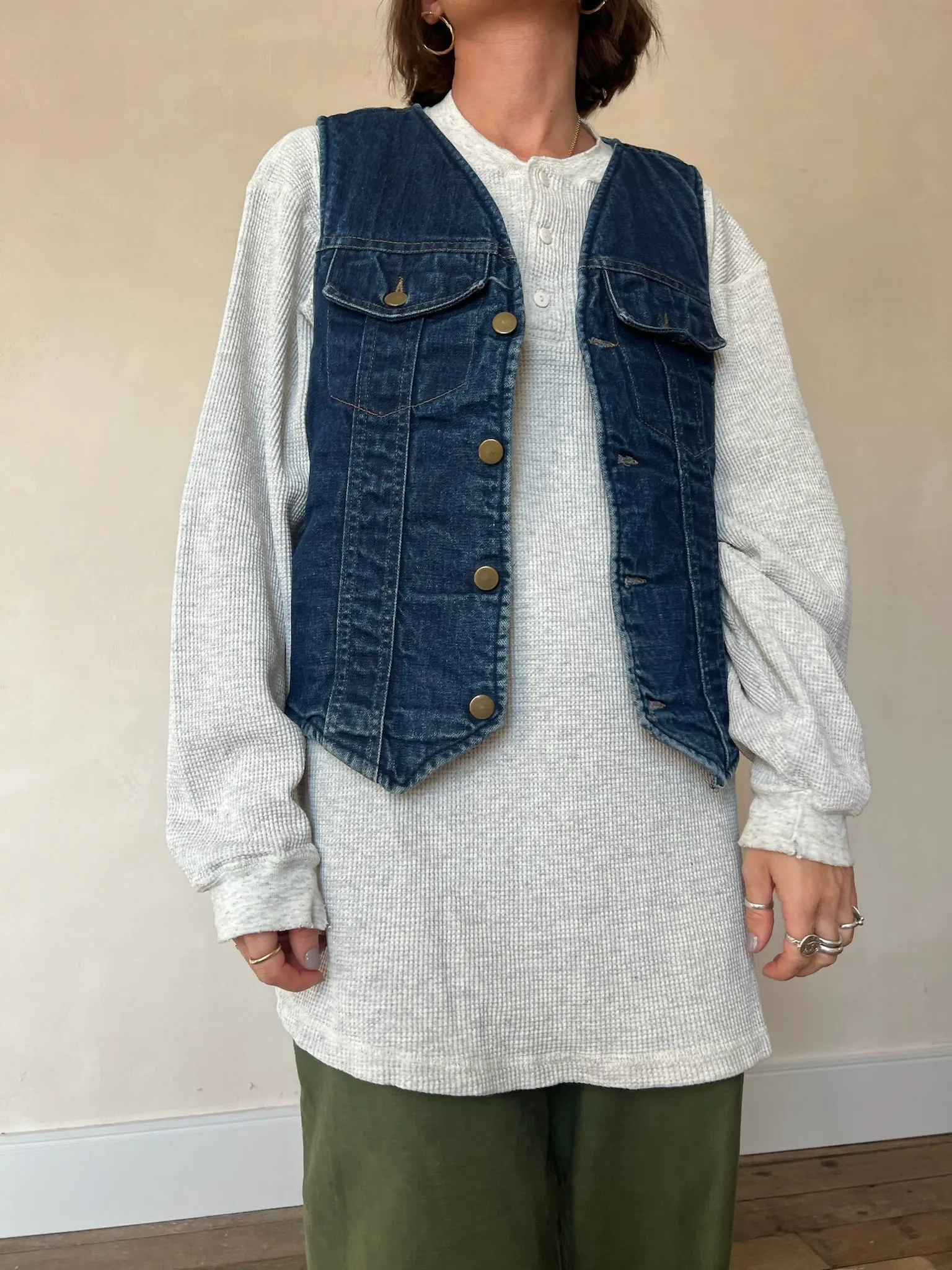 Plaid Flannel Lined Denim Vest