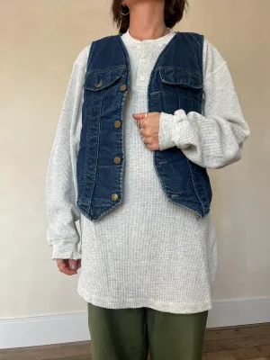 Plaid Flannel Lined Denim Vest