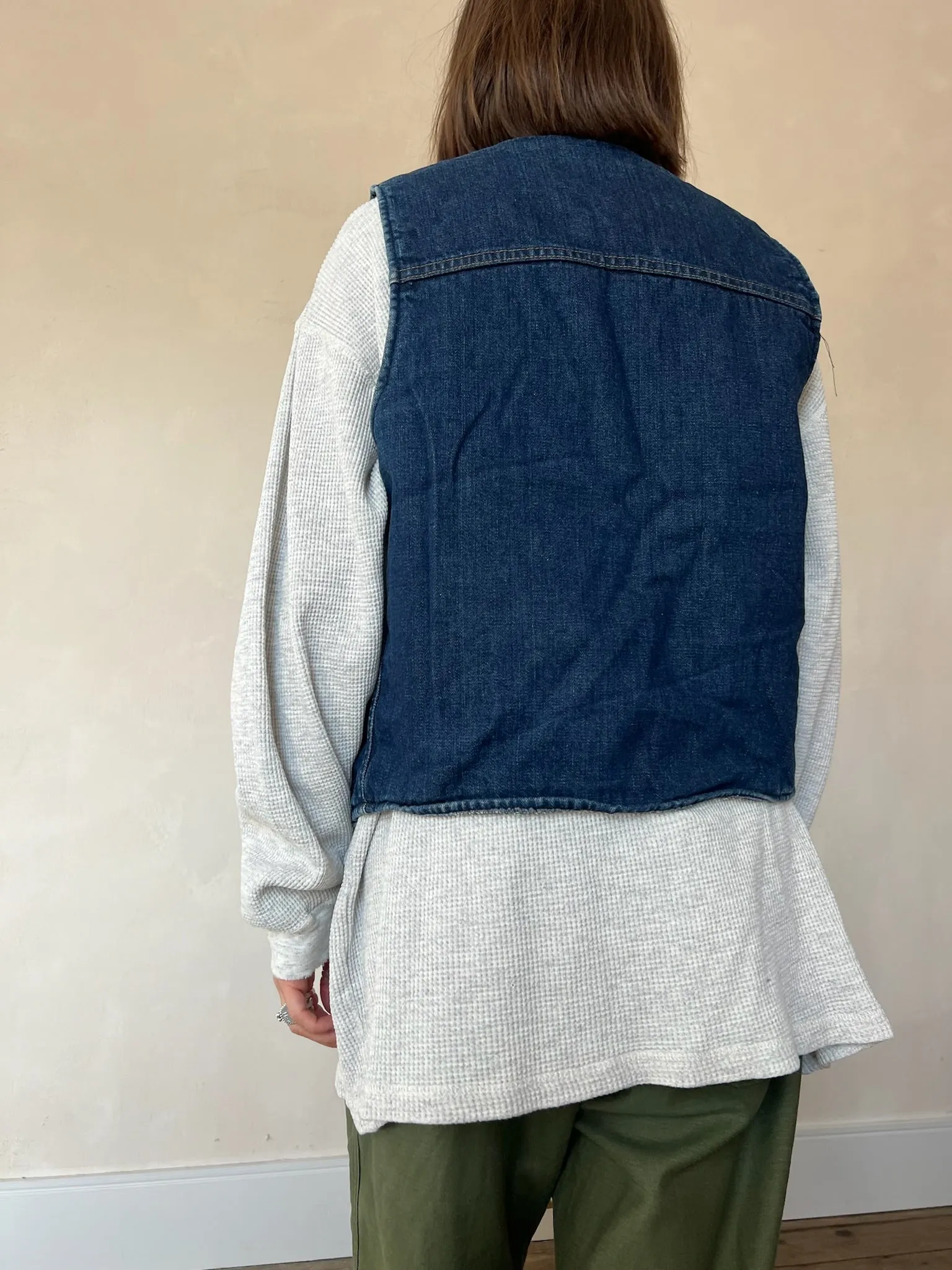 Plaid Flannel Lined Denim Vest