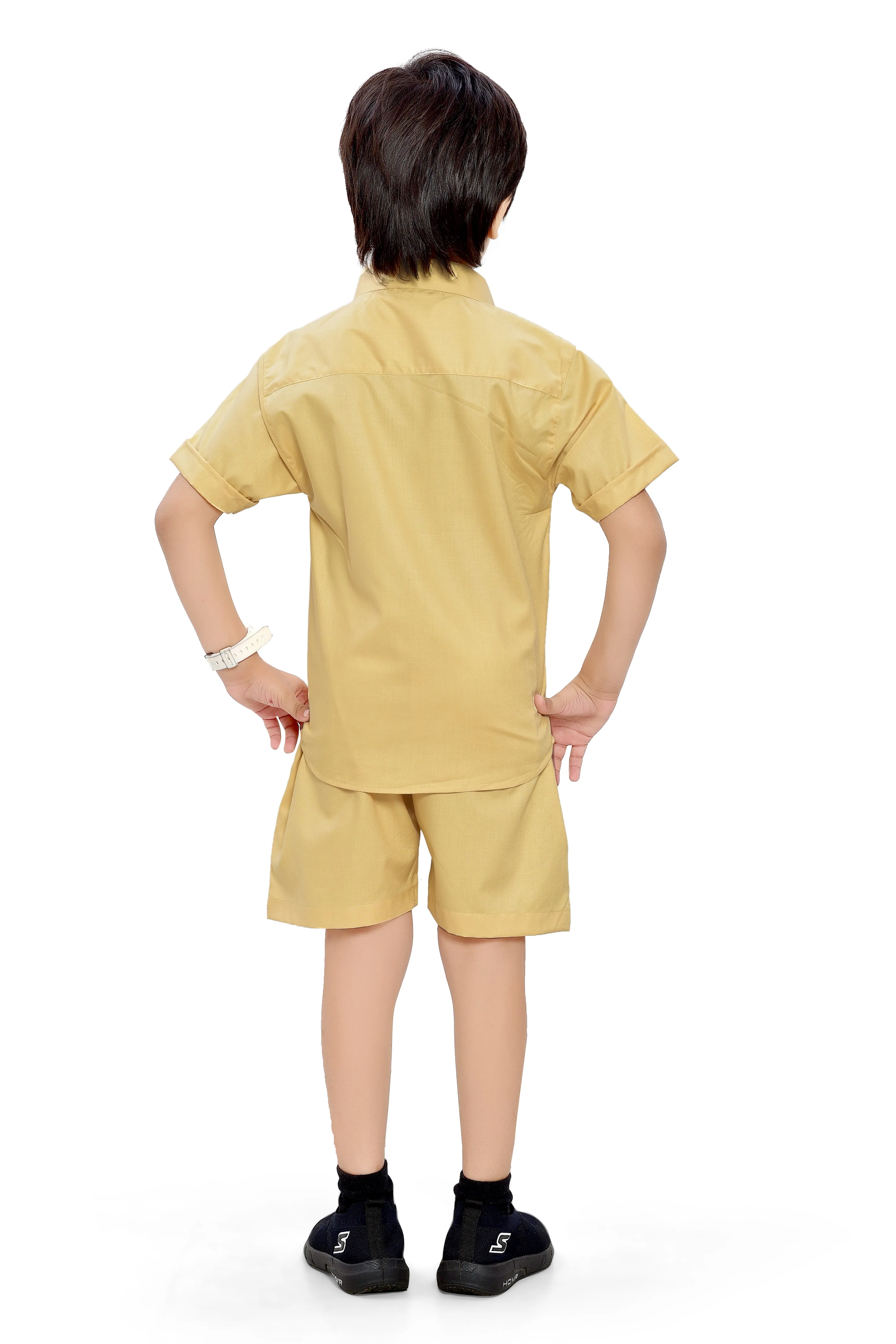 Plain Yellow Summer Ready Boys Cotton Co-Ord Set
