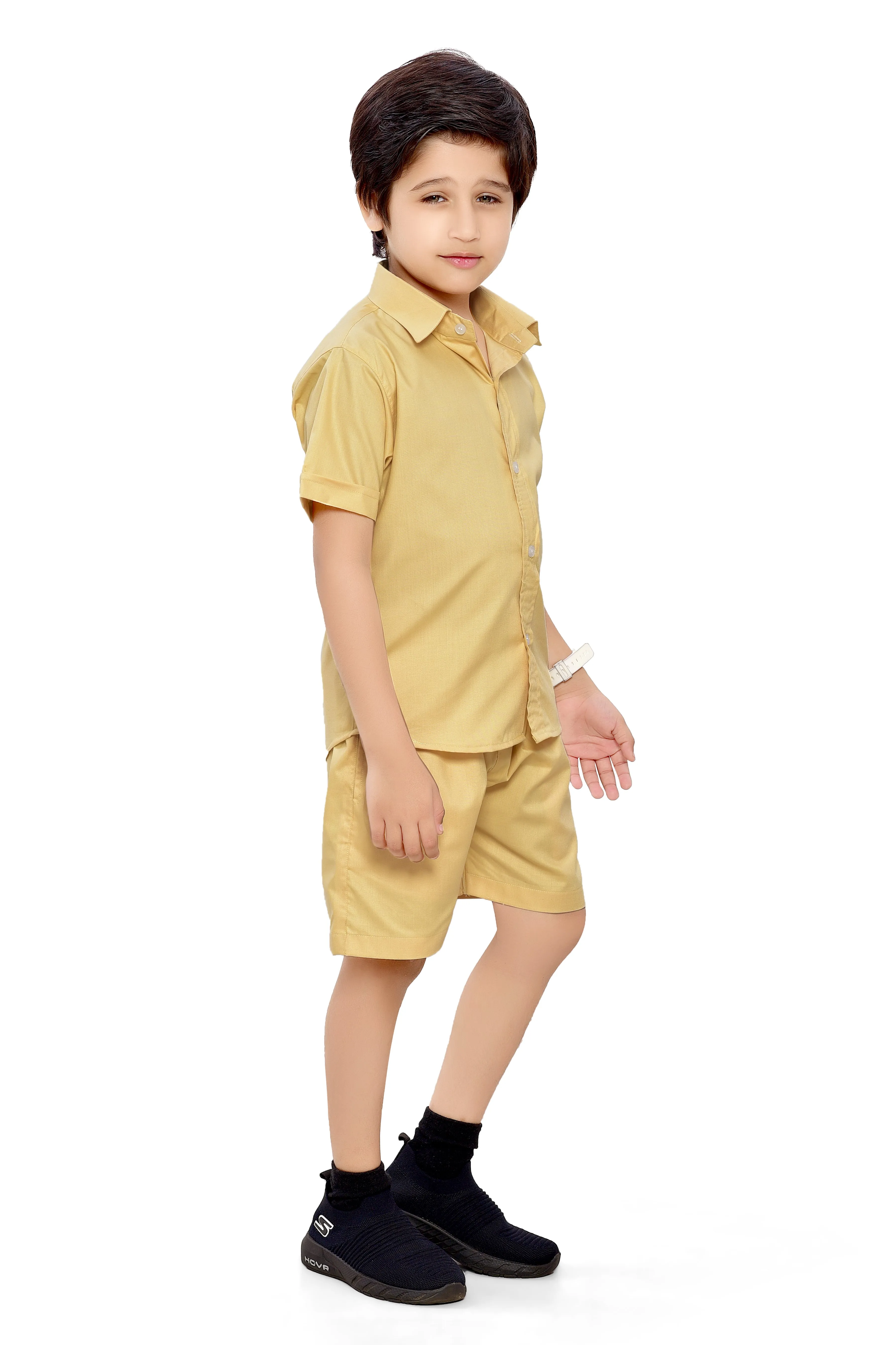 Plain Yellow Summer Ready Boys Cotton Co-Ord Set