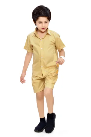 Plain Yellow Summer Ready Boys Cotton Co-Ord Set