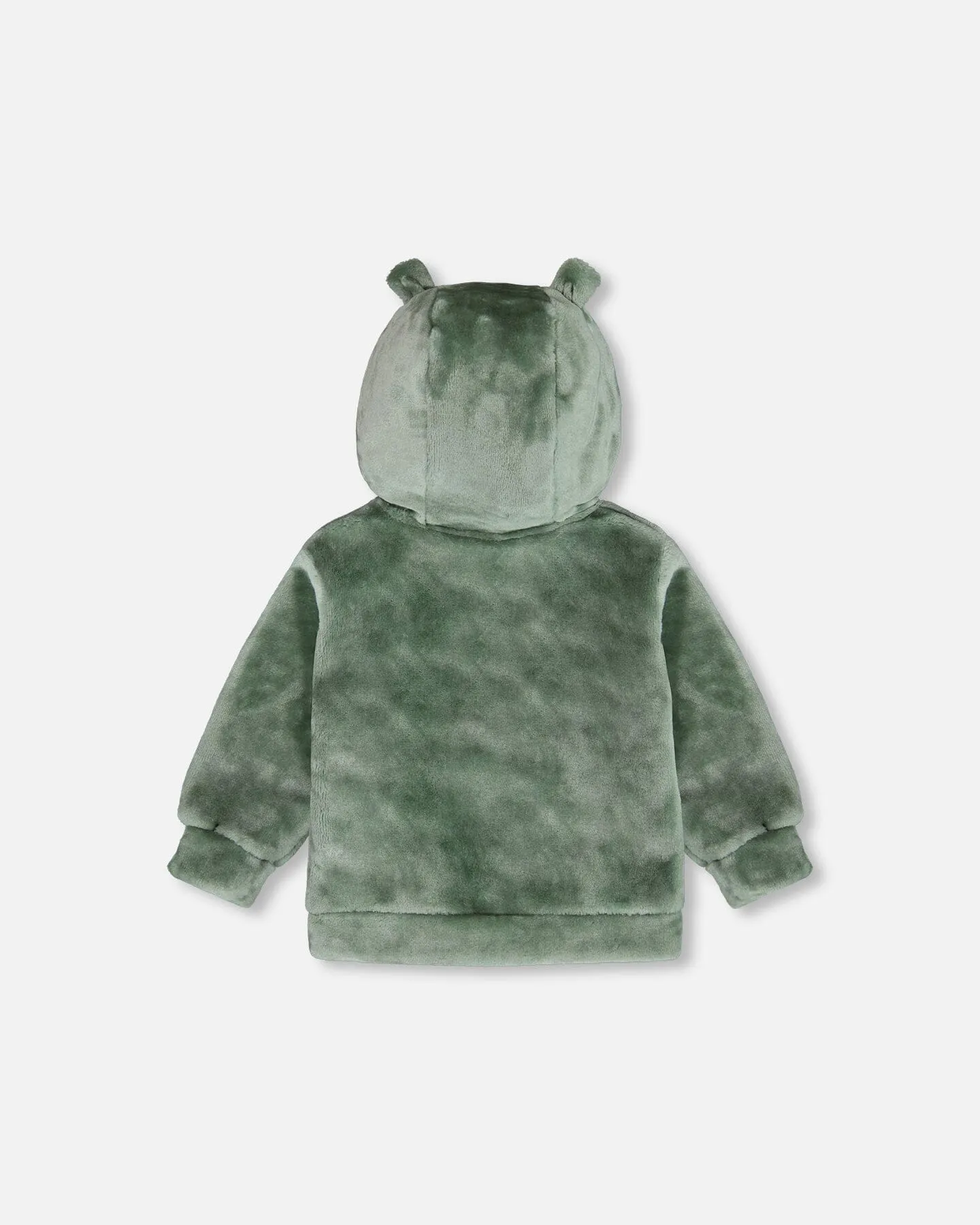 Plush Hooded Zip Jacket Green