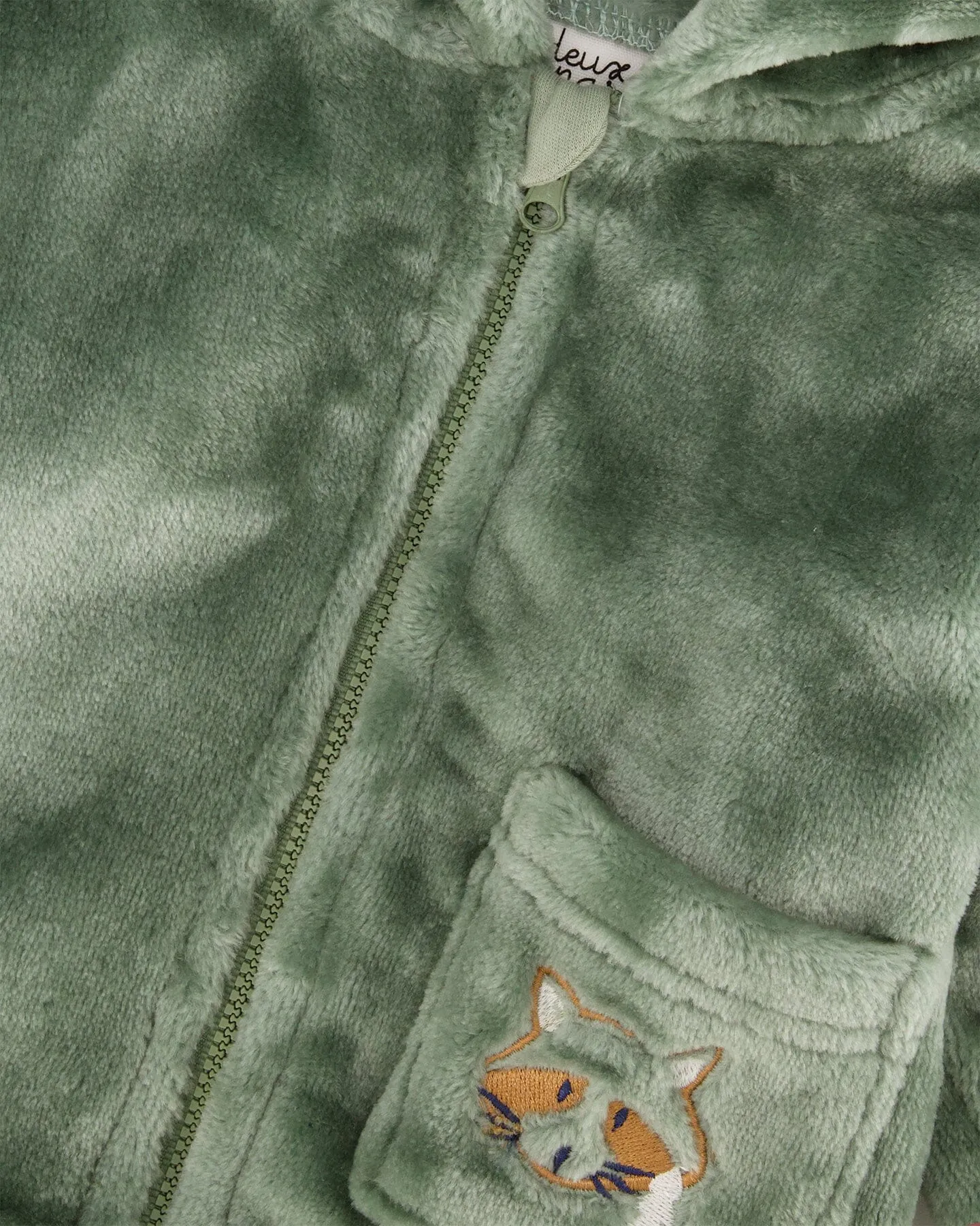 Plush Hooded Zip Jacket Green