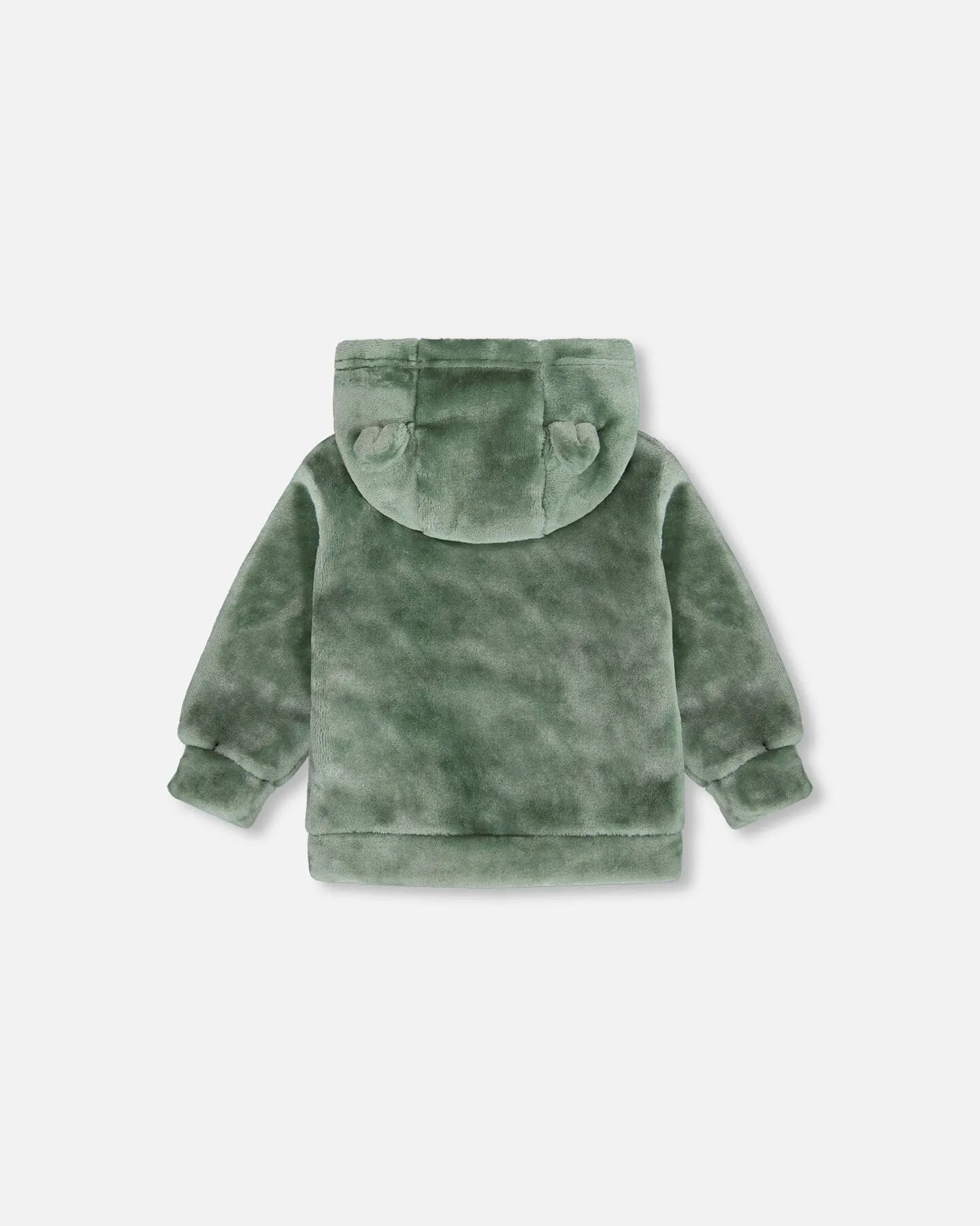 Plush Hooded Zip Jacket Green