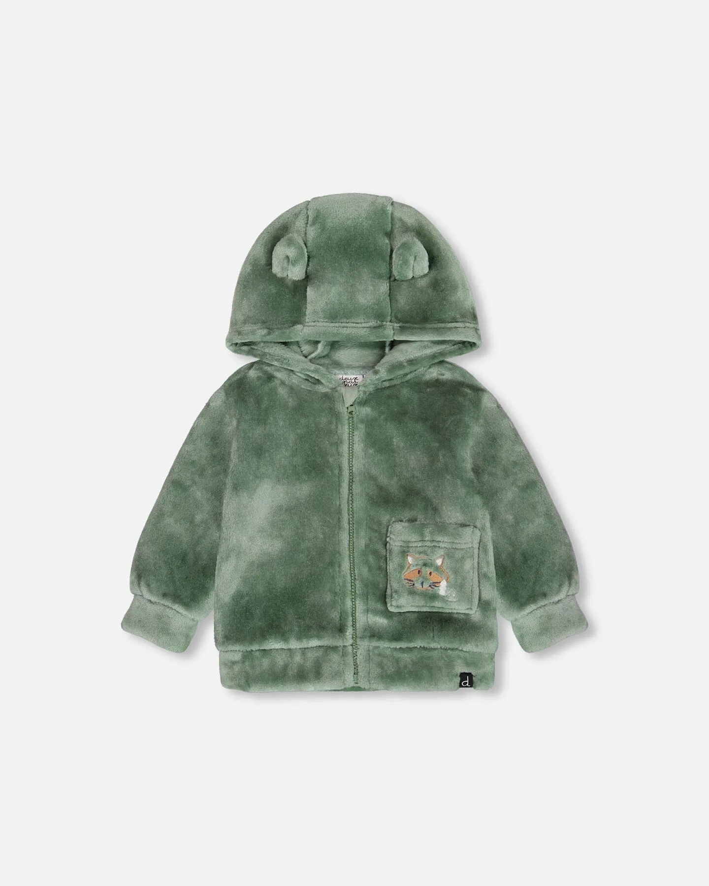 Plush Hooded Zip Jacket Green