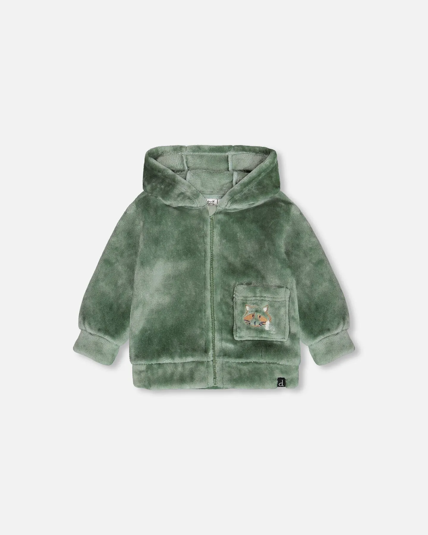 Plush Hooded Zip Jacket Green