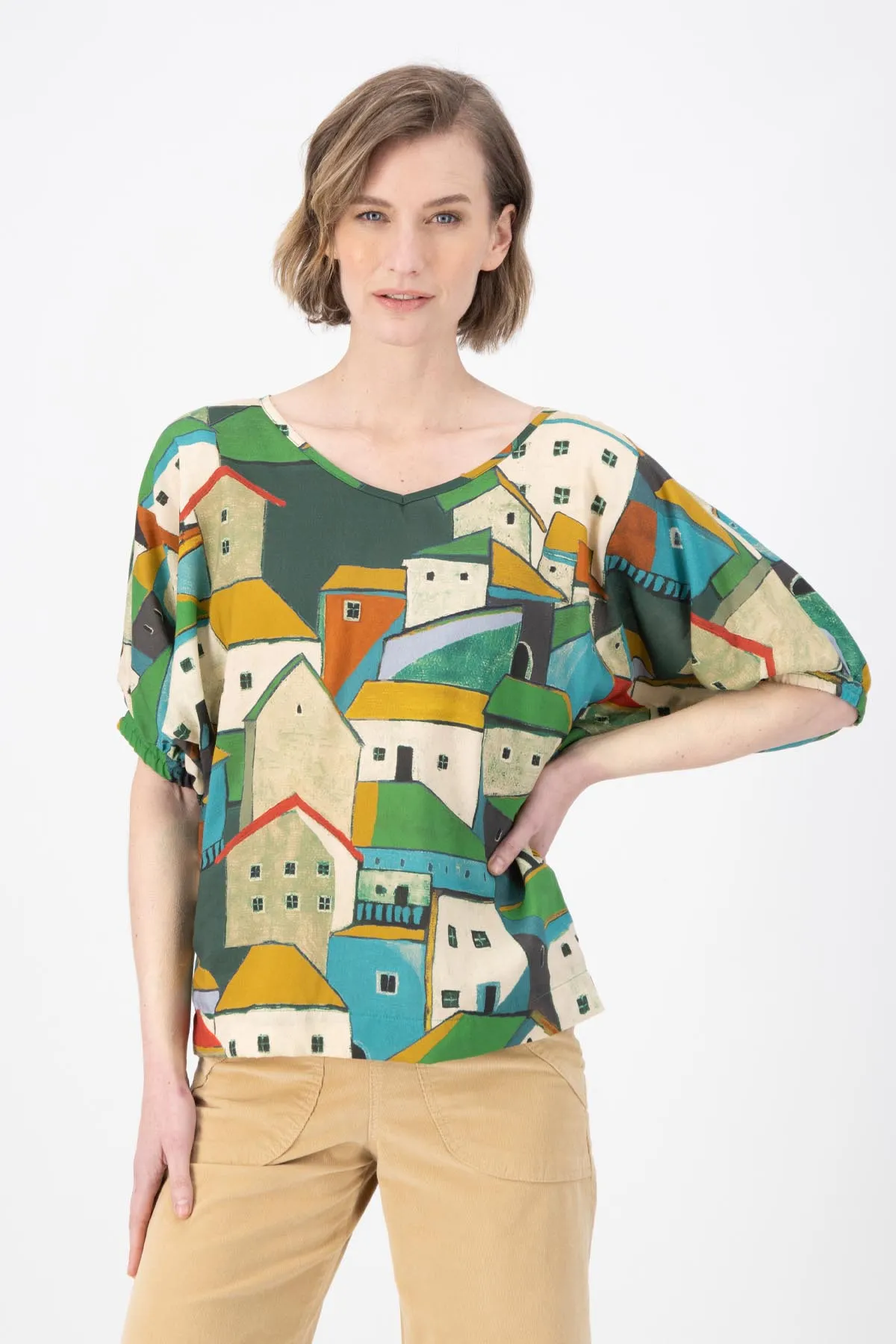 Pueblito Camisa Green in Fine Tencel