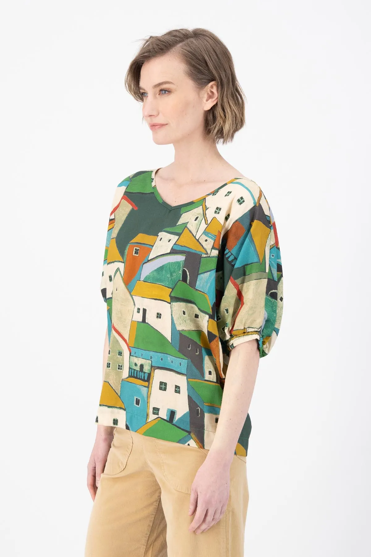 Pueblito Camisa Green in Fine Tencel