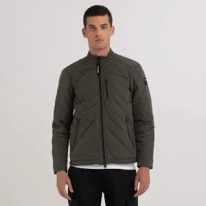 Quilted Moto Jacket - Khaki