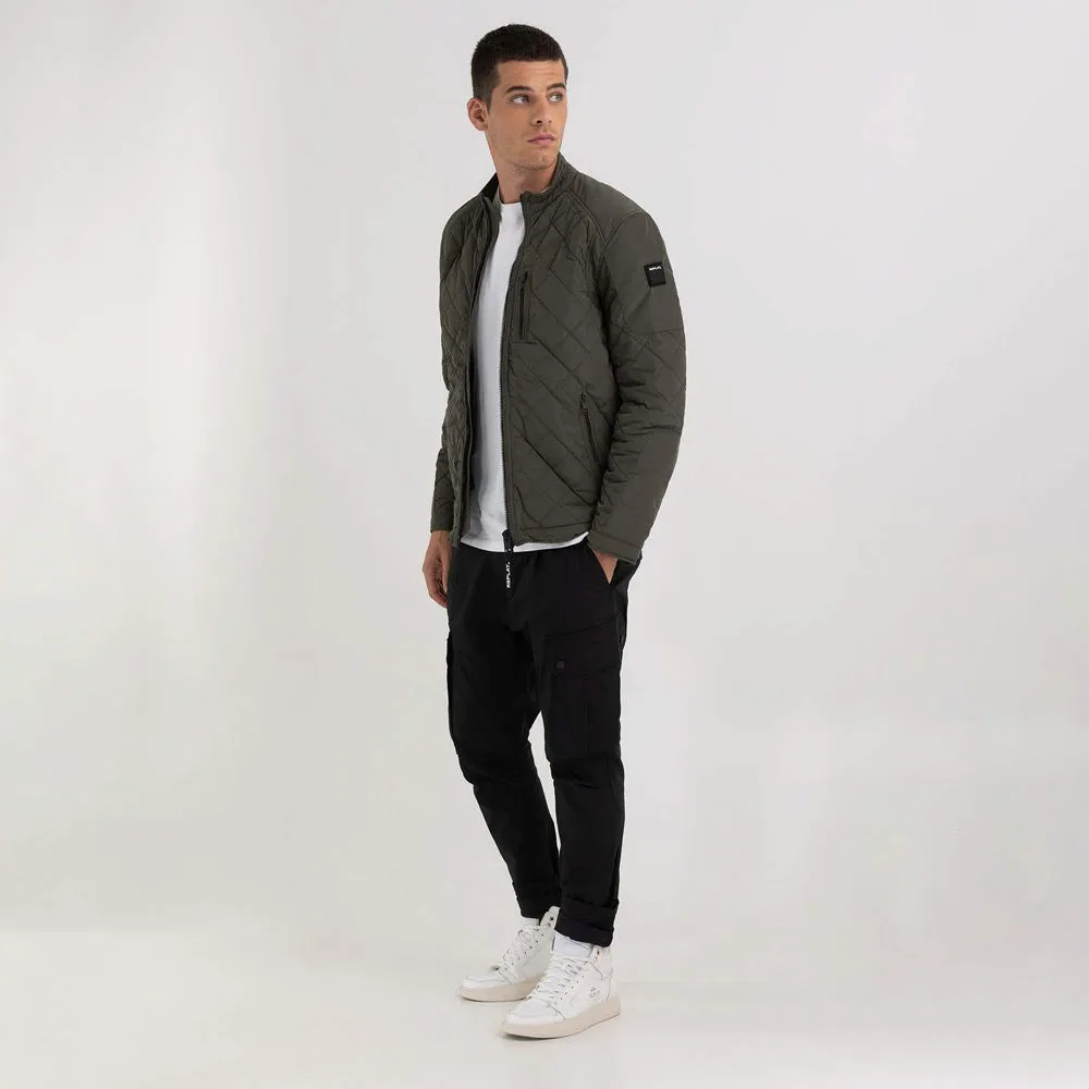 Quilted Moto Jacket - Khaki