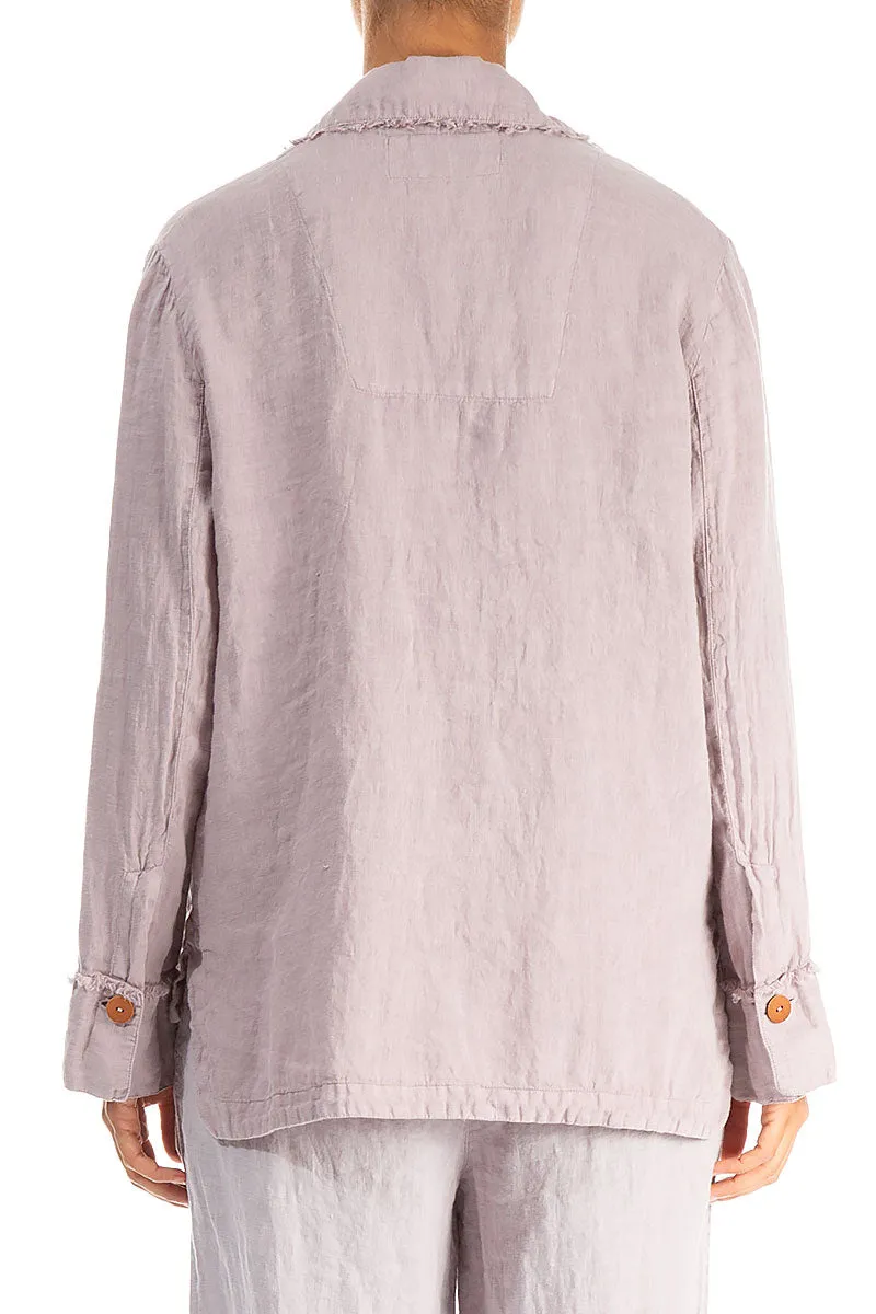 Raw Edge Three Pockets Greige Linen Jacket