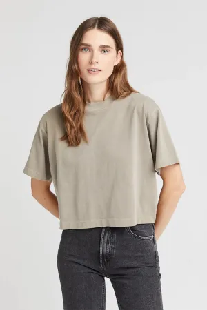 RELAXED SHORT SLEEVE CROP TEE WARM GREY