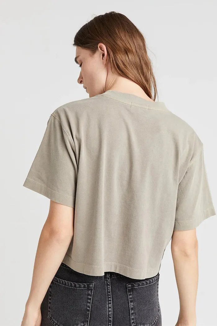 RELAXED SHORT SLEEVE CROP TEE WARM GREY