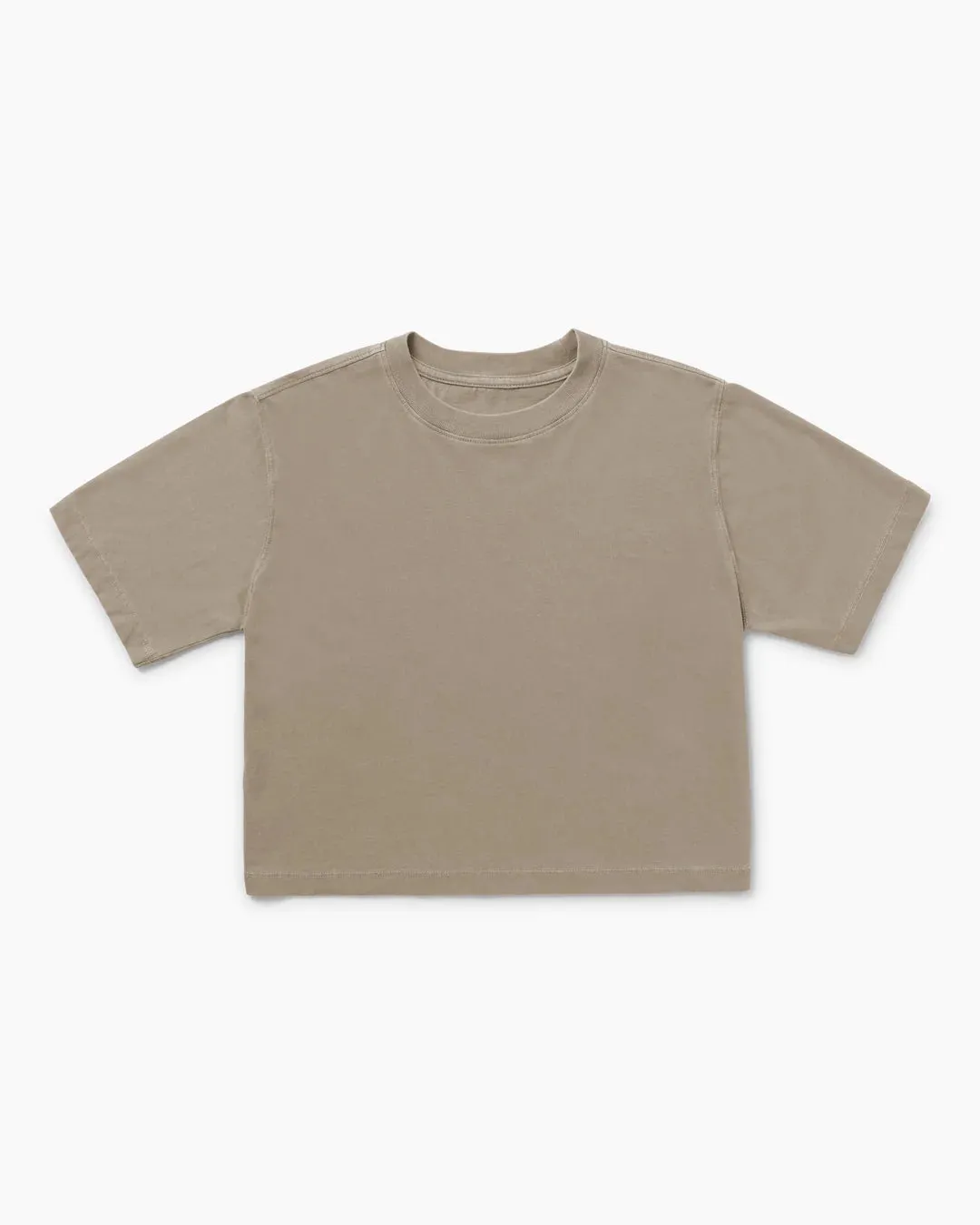 RELAXED SHORT SLEEVE CROP TEE WARM GREY