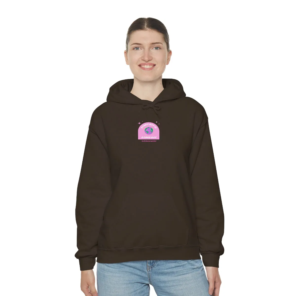 Retro Every Day is a Good Day, Its All About Perspective Earth Pink Purple Back Graphic Hoodie, VSCO Girl Oversized Trendy Tumblr Sw