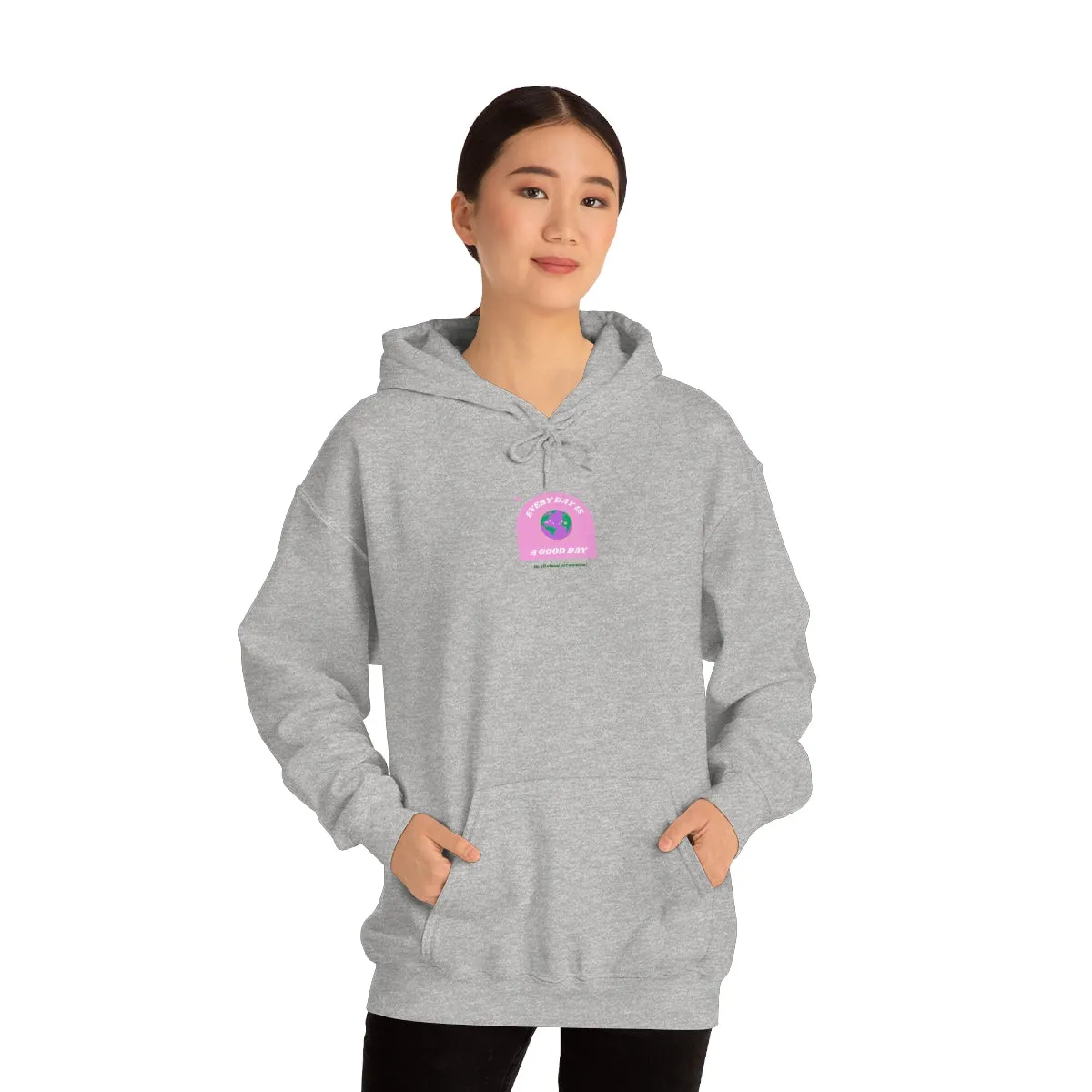 Retro Every Day is a Good Day, Its All About Perspective Earth Pink Purple Back Graphic Hoodie, VSCO Girl Oversized Trendy Tumblr Sw