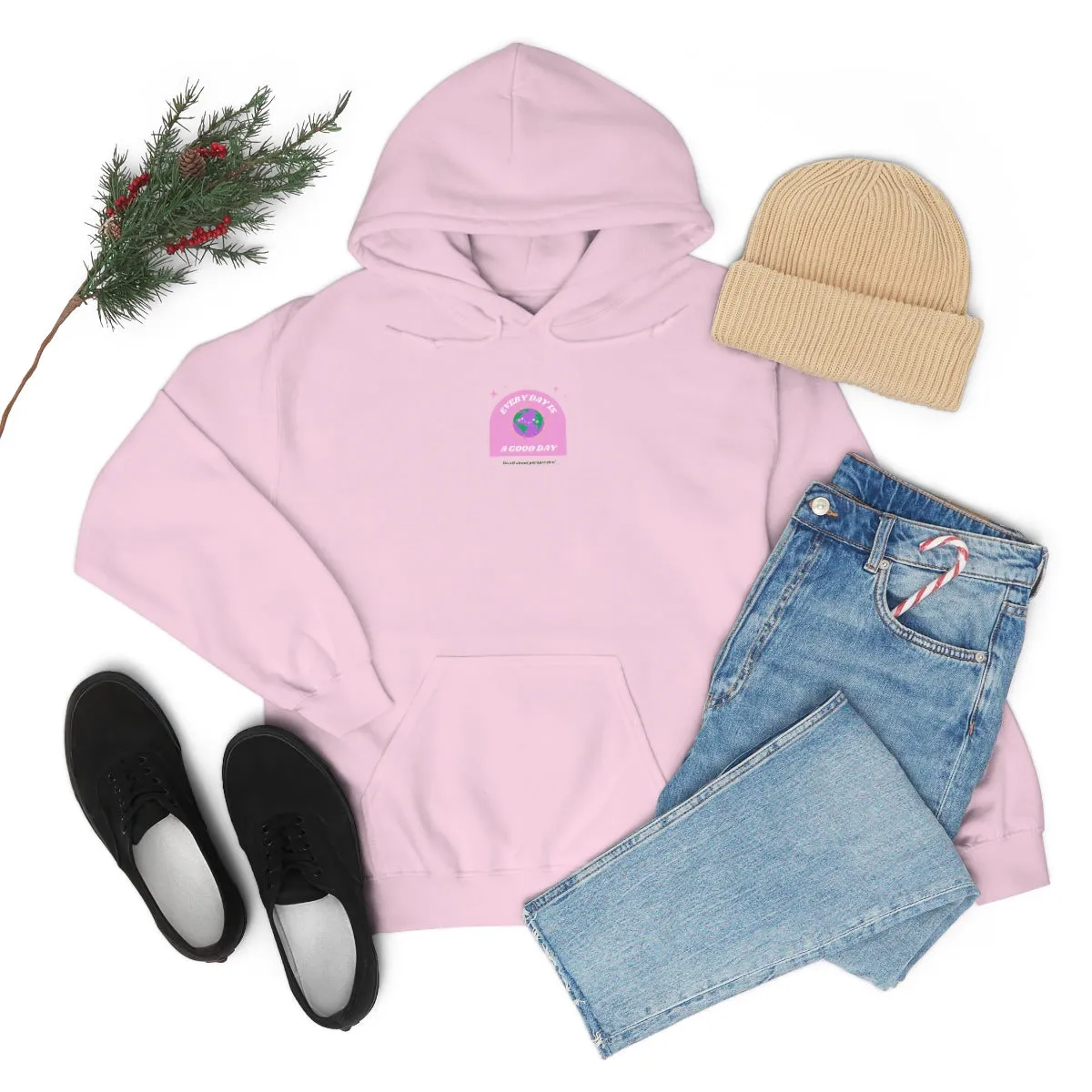 Retro Every Day is a Good Day, Its All About Perspective Earth Pink Purple Back Graphic Hoodie, VSCO Girl Oversized Trendy Tumblr Sw