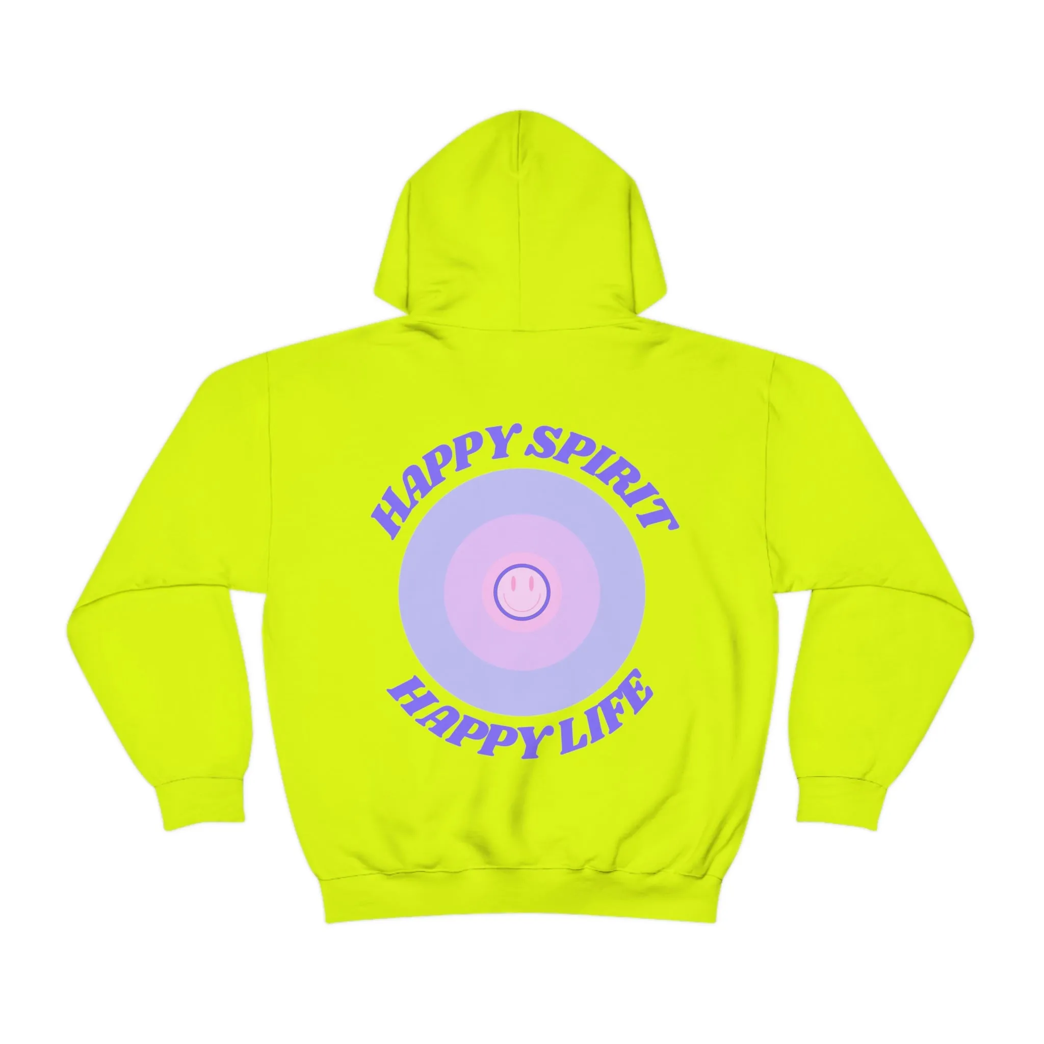 Retro Happy Spirit Happy Life Lavender Lilac Pink Smile Graphic Hoodie, VSCO Girl Sweatshirt, Tumblr Hoodie, Oversized Trendy Back Print Top