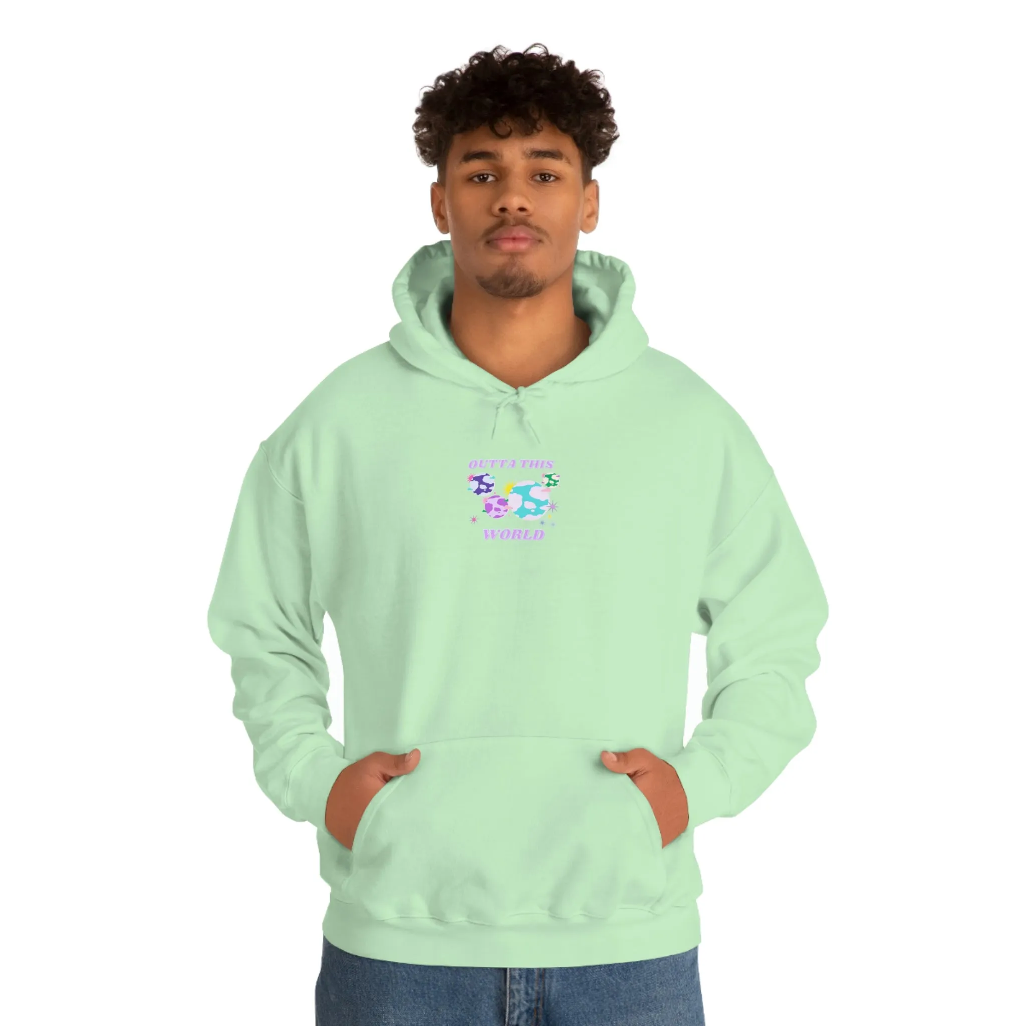 Retro Outta This World Lilac Violet Lavender Graphic Hoodie, VSCO Girl Sweatshirt, Tumblr Hoodie, Oversized Trendy Back Print Top Rare Color