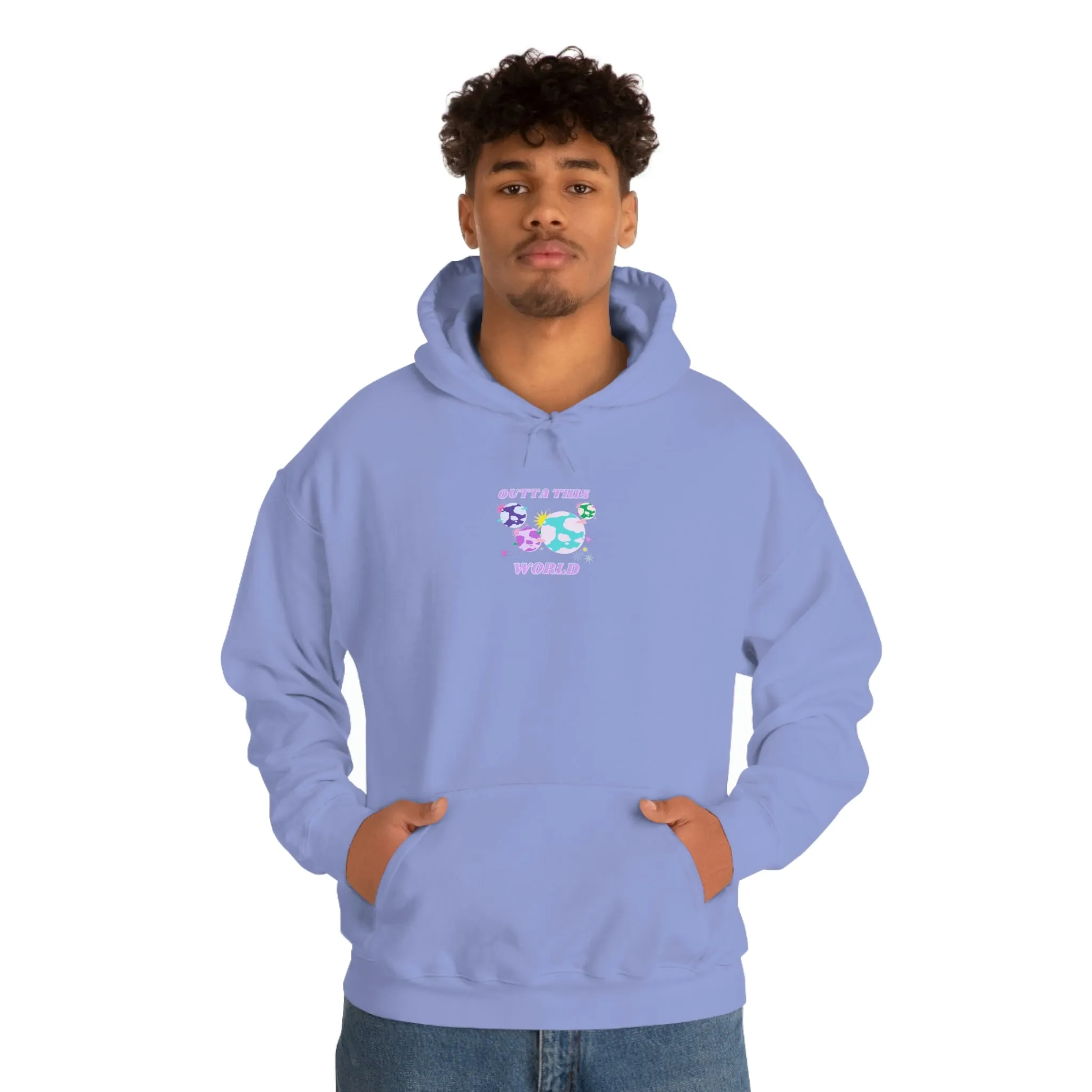Retro Outta This World Lilac Violet Lavender Graphic Hoodie, VSCO Girl Sweatshirt, Tumblr Hoodie, Oversized Trendy Back Print Top Rare Color