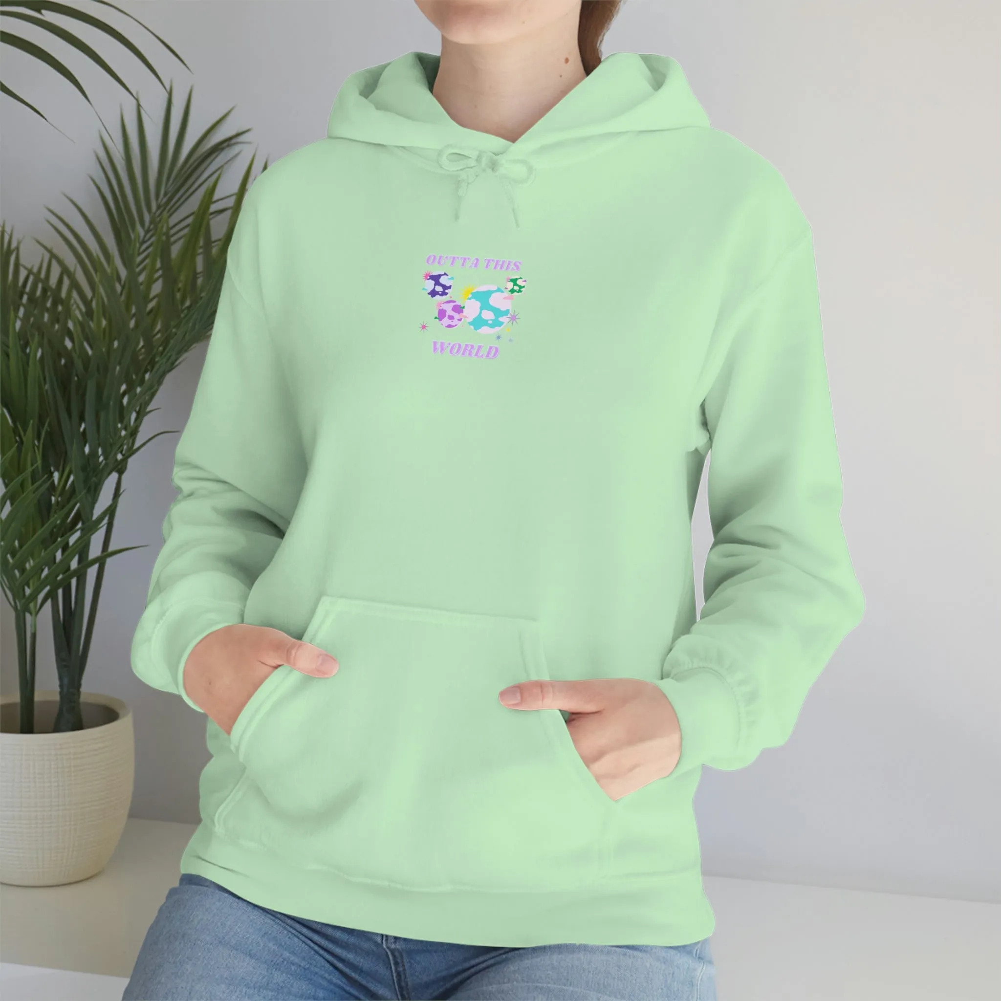 Retro Outta This World Lilac Violet Lavender Graphic Hoodie, VSCO Girl Sweatshirt, Tumblr Hoodie, Oversized Trendy Back Print Top Rare Color