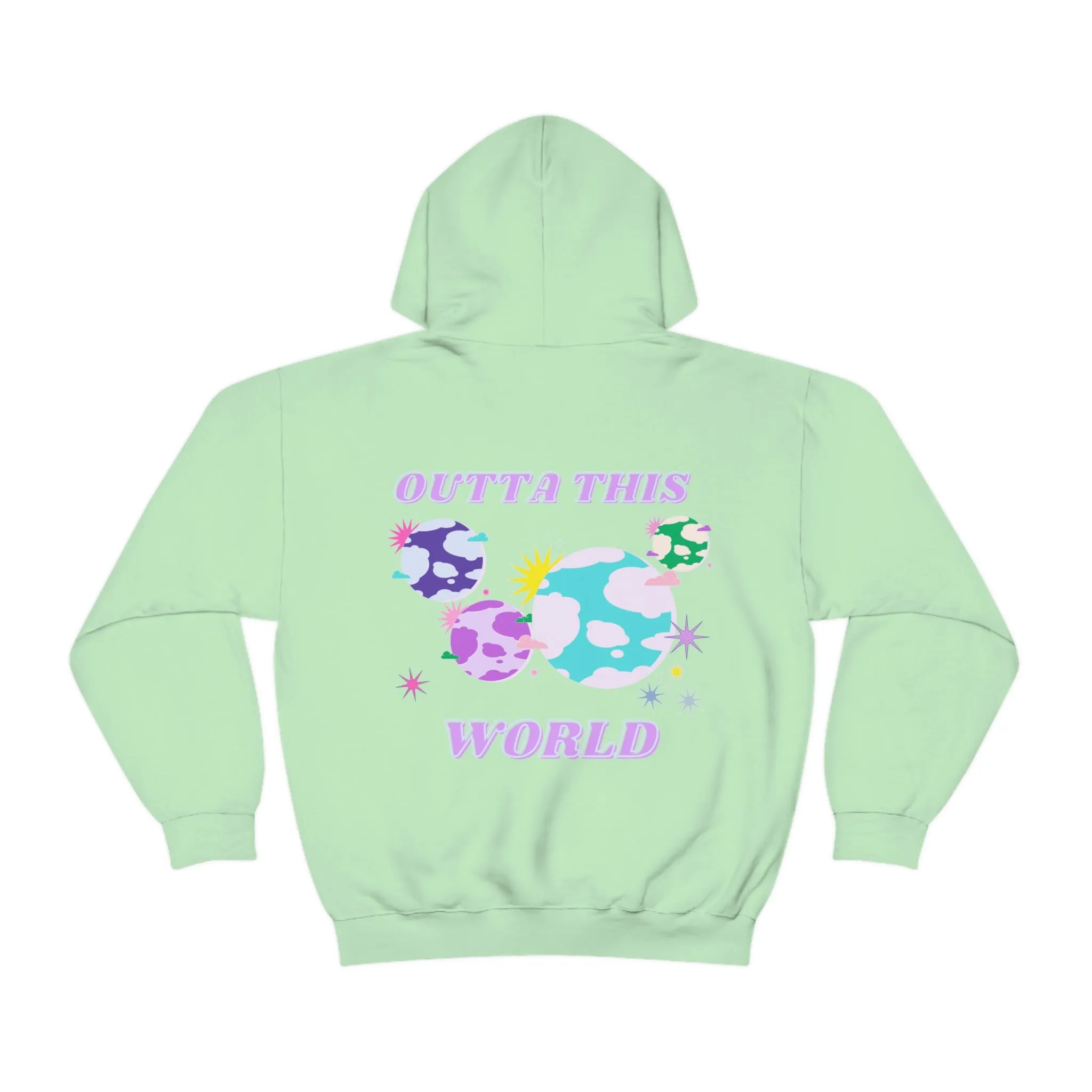 Retro Outta This World Lilac Violet Lavender Graphic Hoodie, VSCO Girl Sweatshirt, Tumblr Hoodie, Oversized Trendy Back Print Top Rare Color
