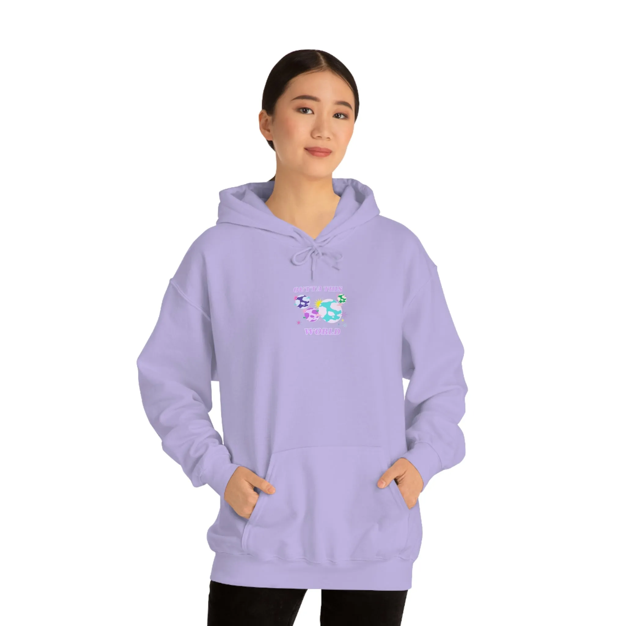 Retro Outta This World Lilac Violet Lavender Graphic Hoodie, VSCO Girl Sweatshirt, Tumblr Hoodie, Oversized Trendy Back Print Top Rare Color
