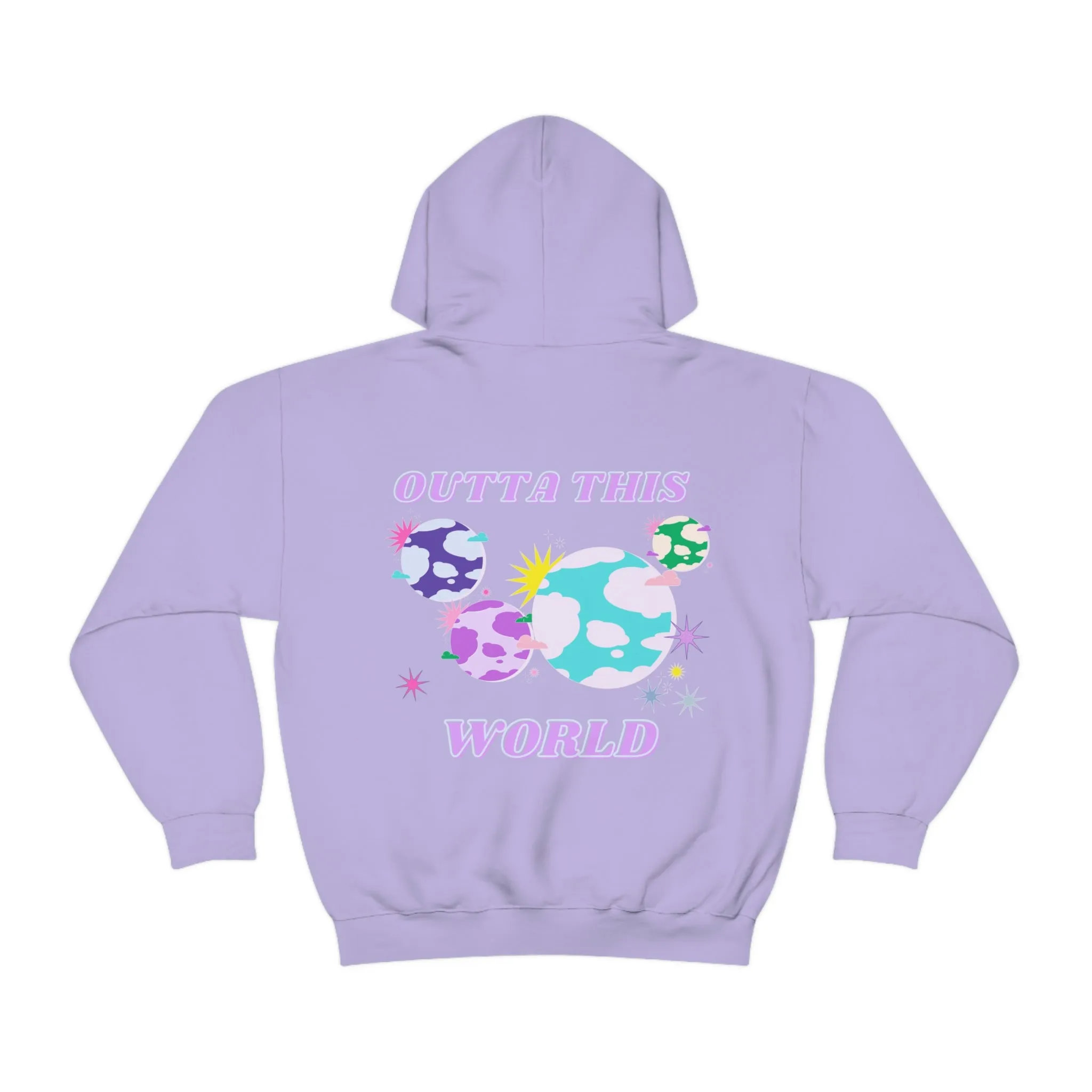 Retro Outta This World Lilac Violet Lavender Graphic Hoodie, VSCO Girl Sweatshirt, Tumblr Hoodie, Oversized Trendy Back Print Top Rare Color