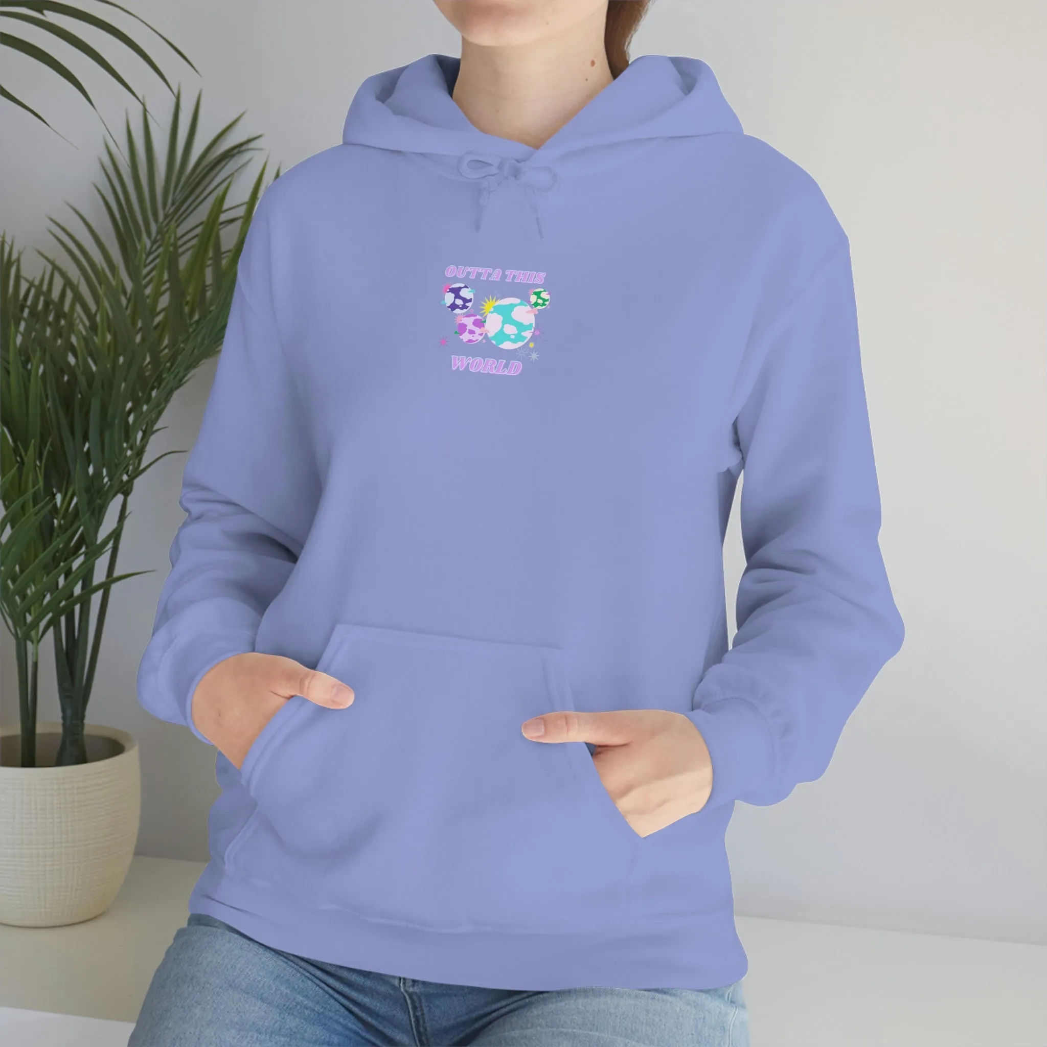 Retro Outta This World Lilac Violet Lavender Graphic Hoodie, VSCO Girl Sweatshirt, Tumblr Hoodie, Oversized Trendy Back Print Top Rare Color