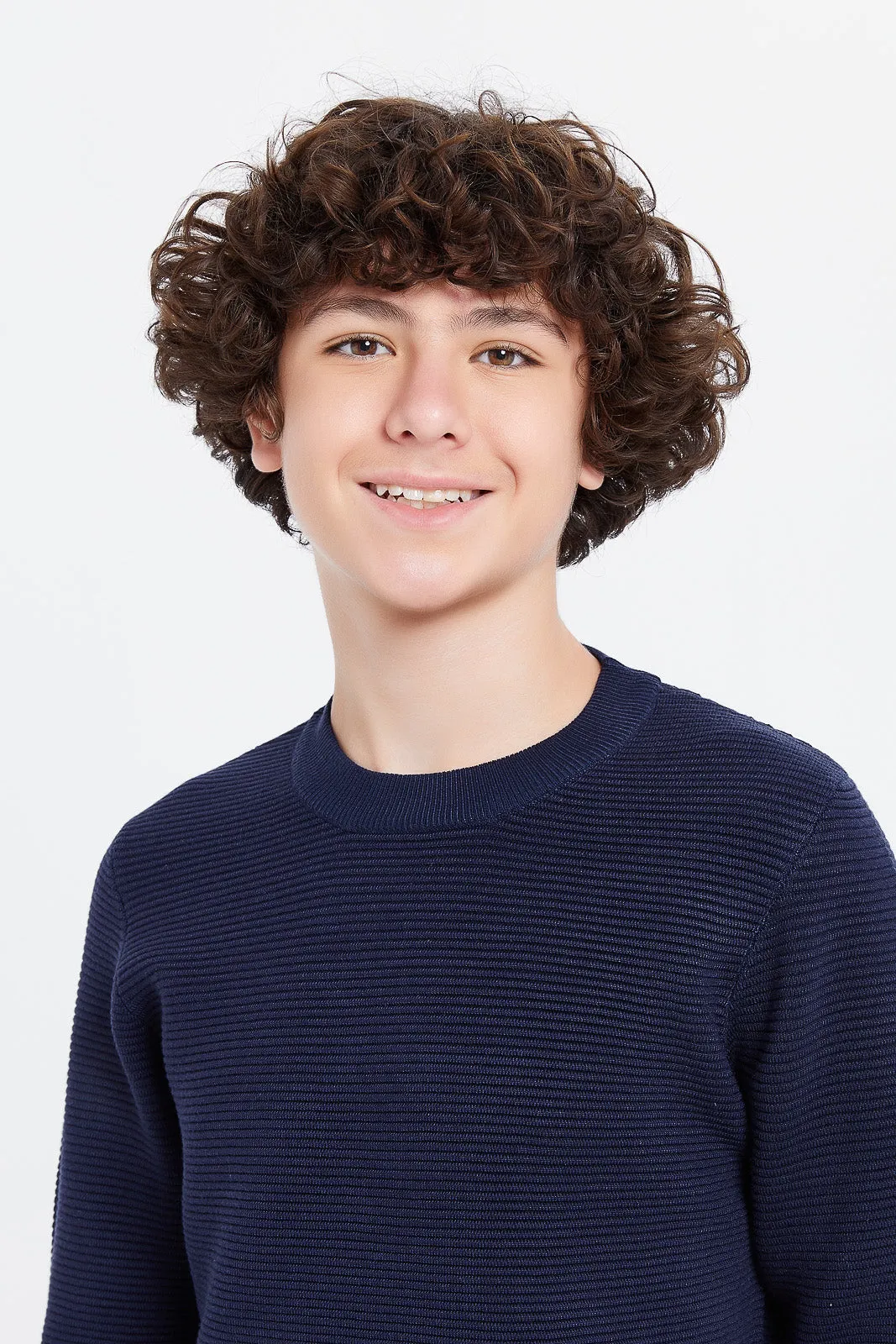Senior Boys Navy Jacquard Pullover