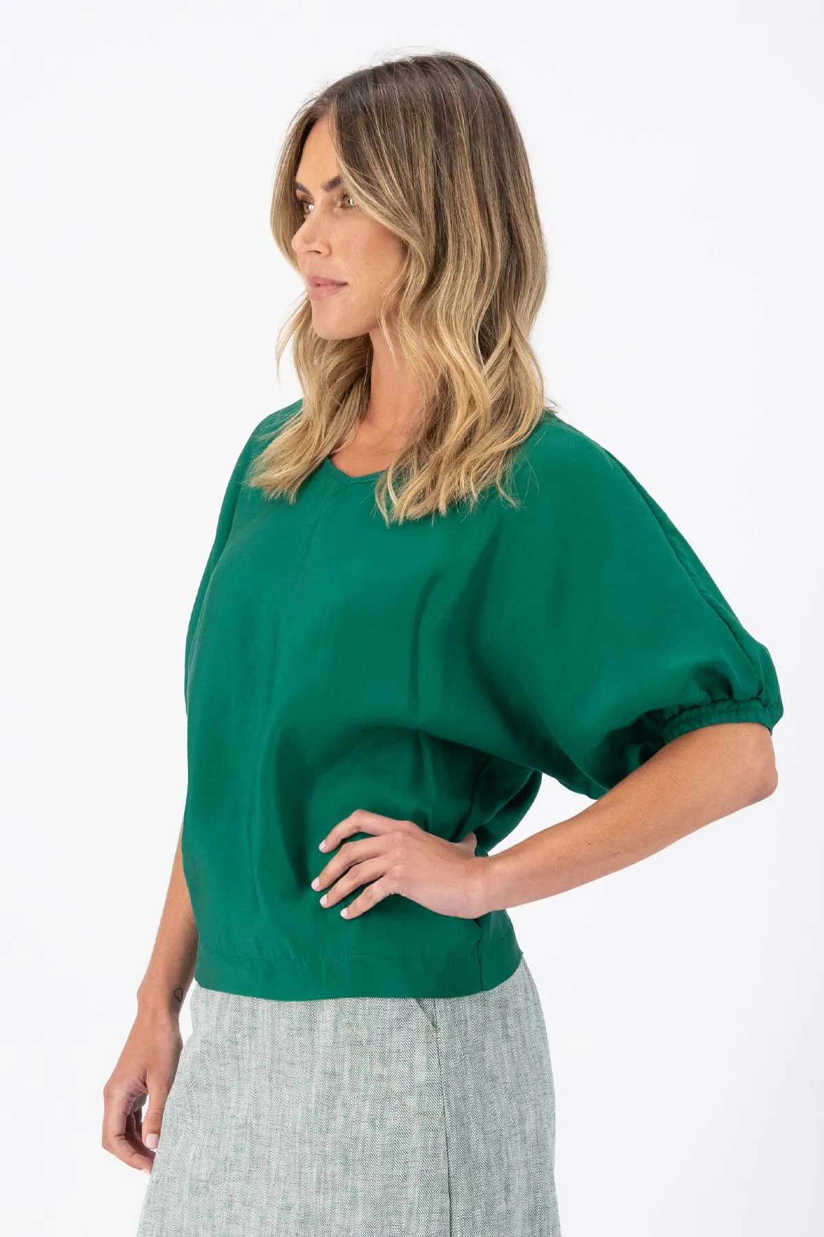 Skyscraper Camisa Dark Green in Fine Tencel