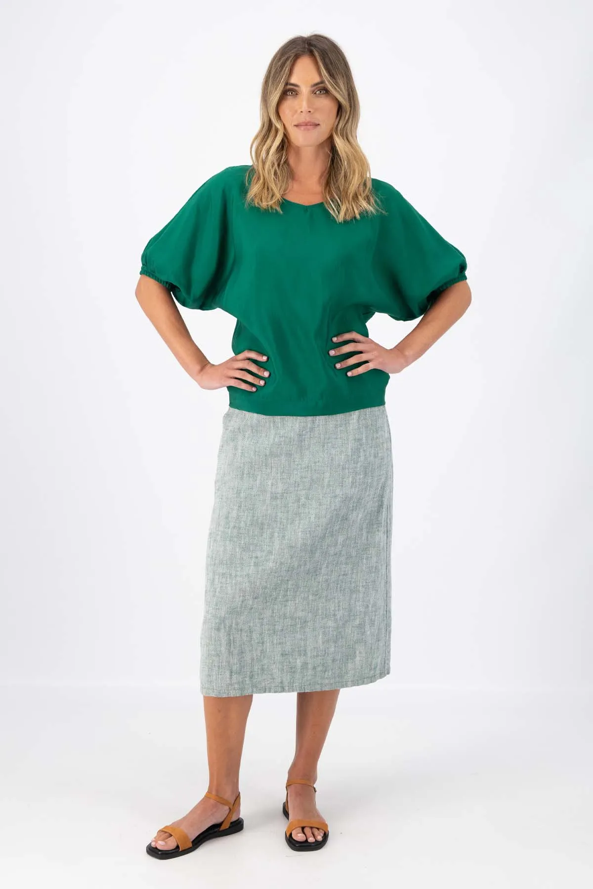 Skyscraper Camisa Dark Green in Fine Tencel