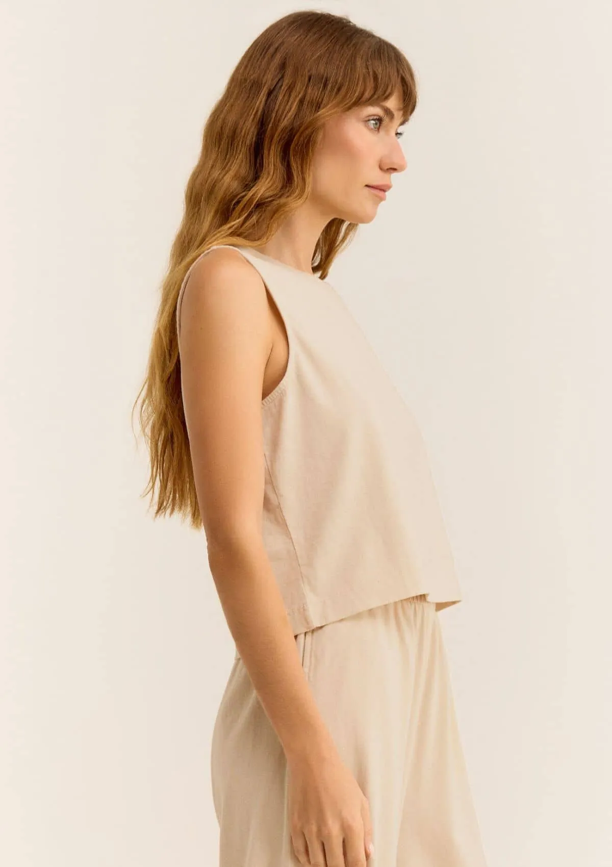 Sloane Jersey Muscle Tank - Sandshell